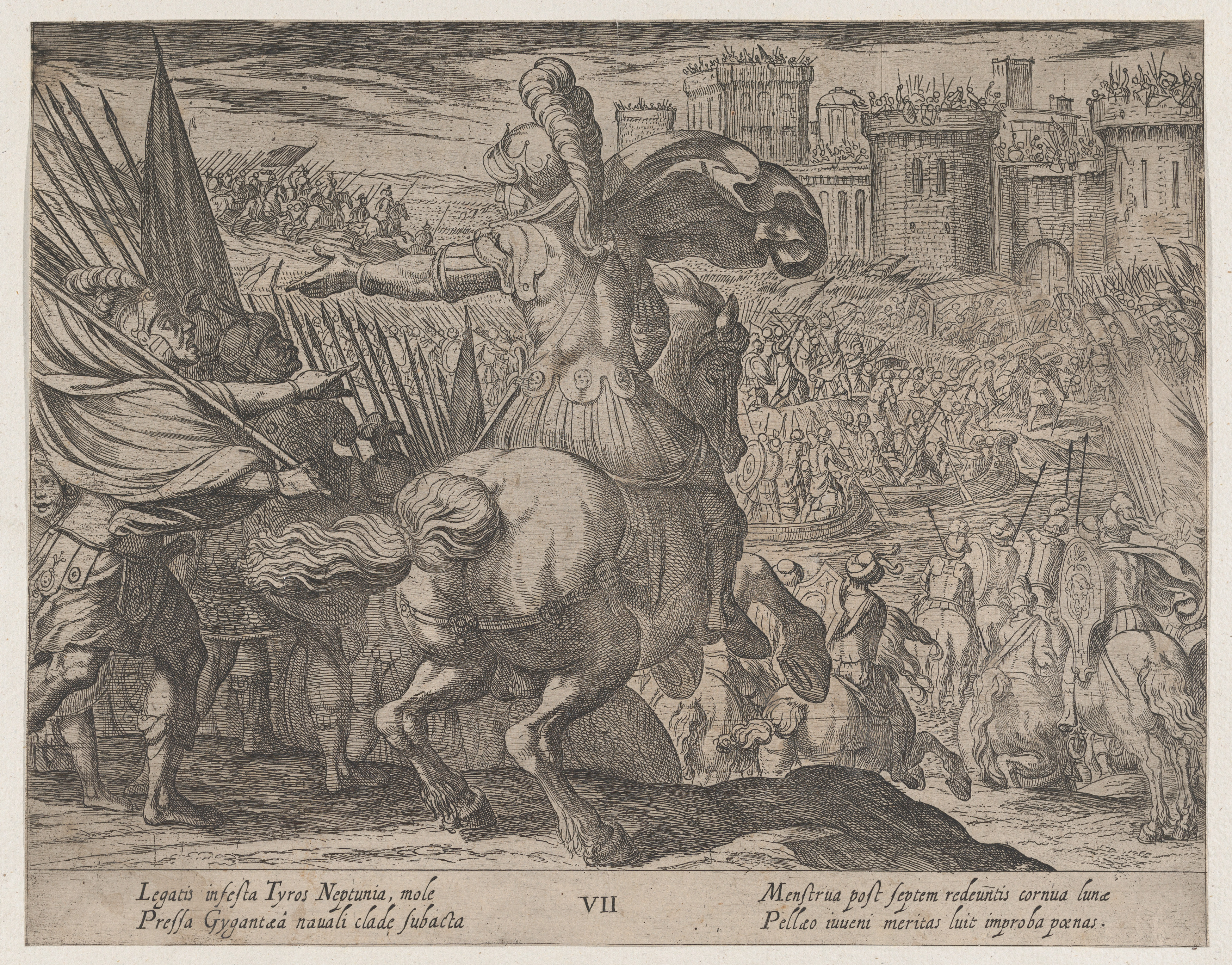 Alexander Attacking Tyre from the Sea Plate 7, from The Deeds of Alexander the Great