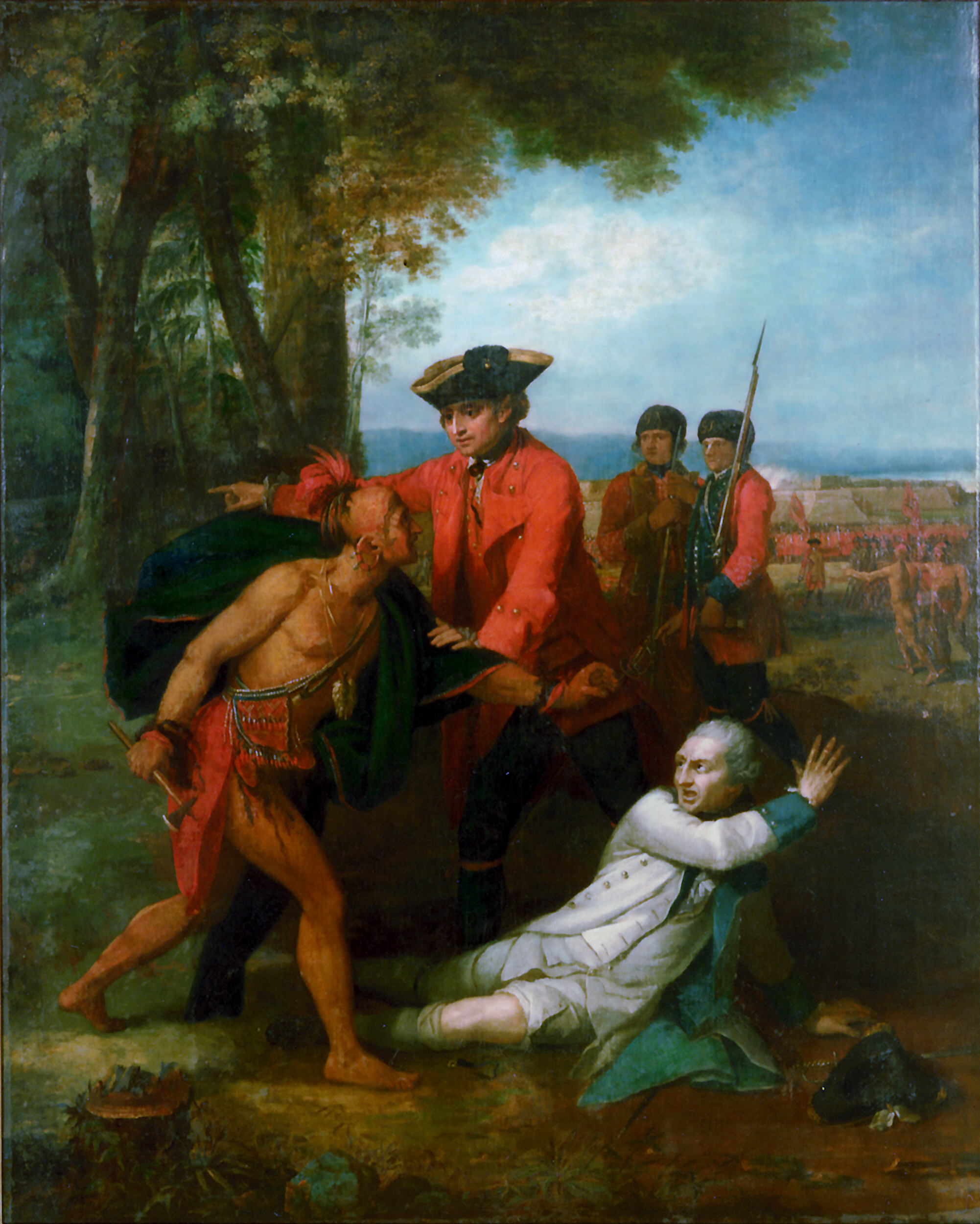 William Johnson saving the life of Baron Dieskau at the Battle of Lake George