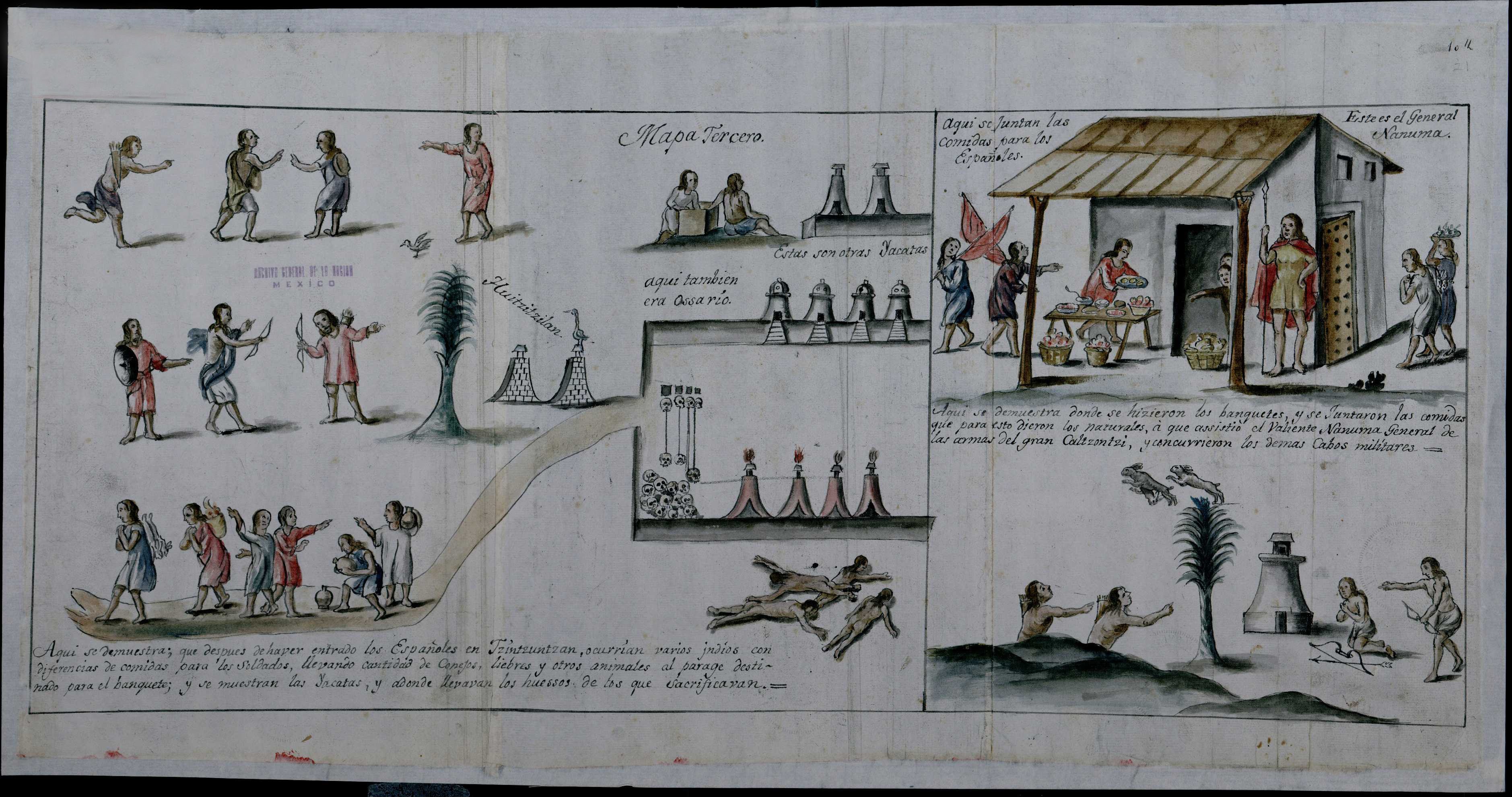 The attention given by the Indians to the Spanish soldiers in Tzintzuntzan