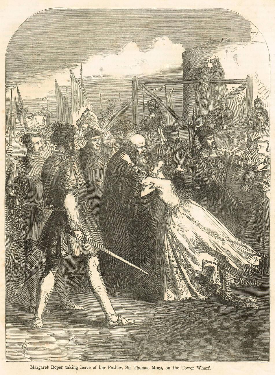 Margaret Roper taking leave of her father on the Tower Wharf