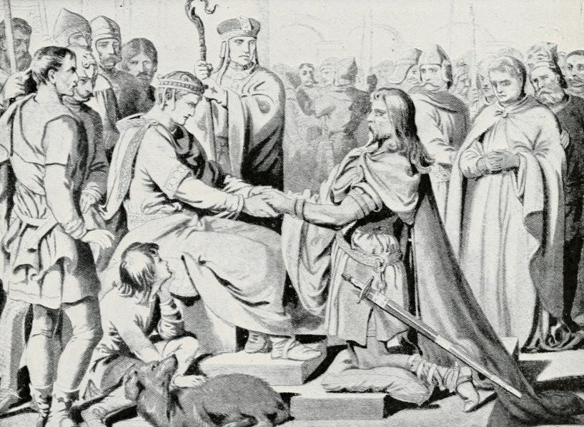 Hereward the Wake submits to William the Conqueror