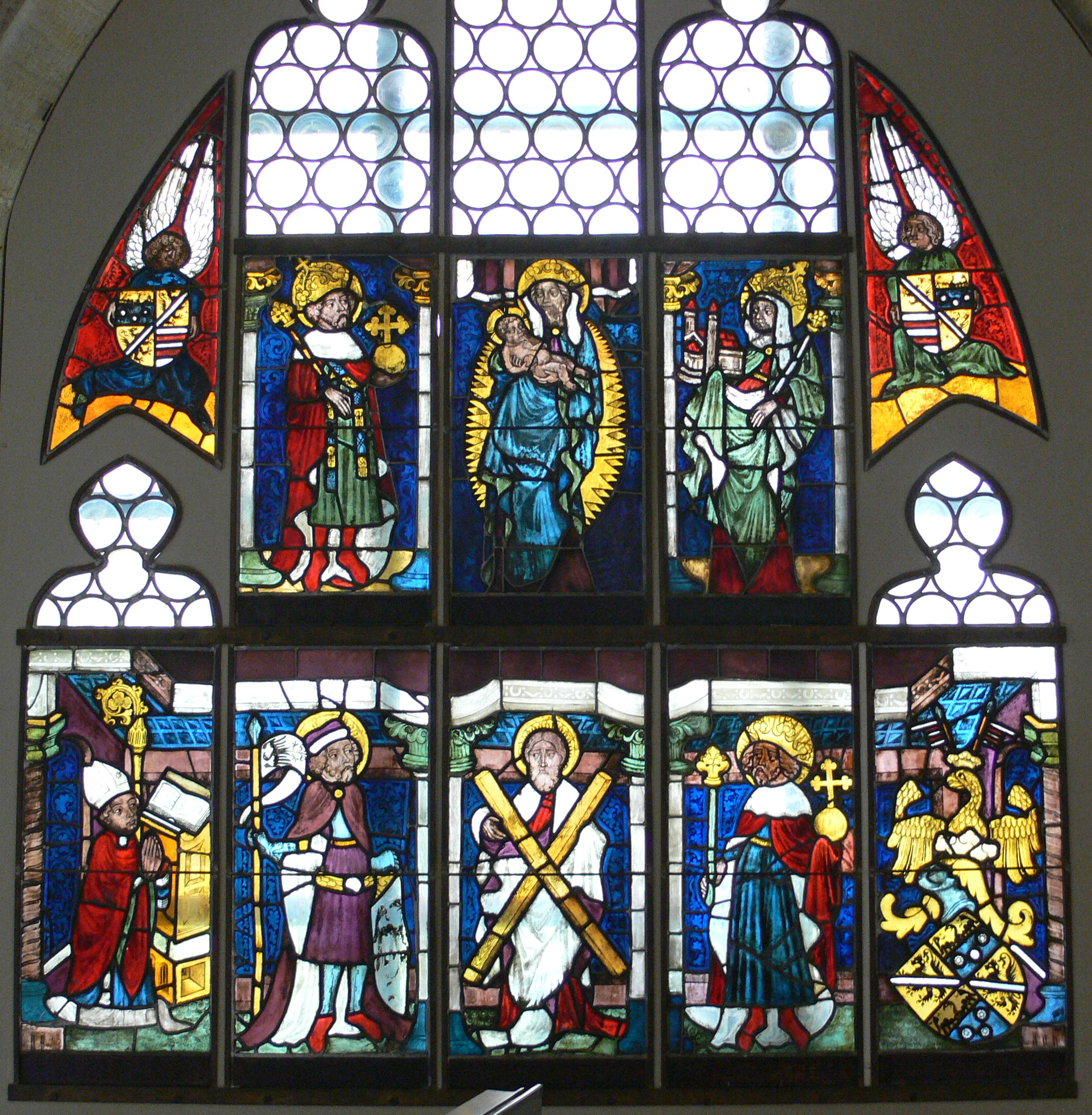 Window from the Andreas Chapel in the cloister of the cathedral c1414, numerous additions, donation of Bishop Albrecht of Wertheim