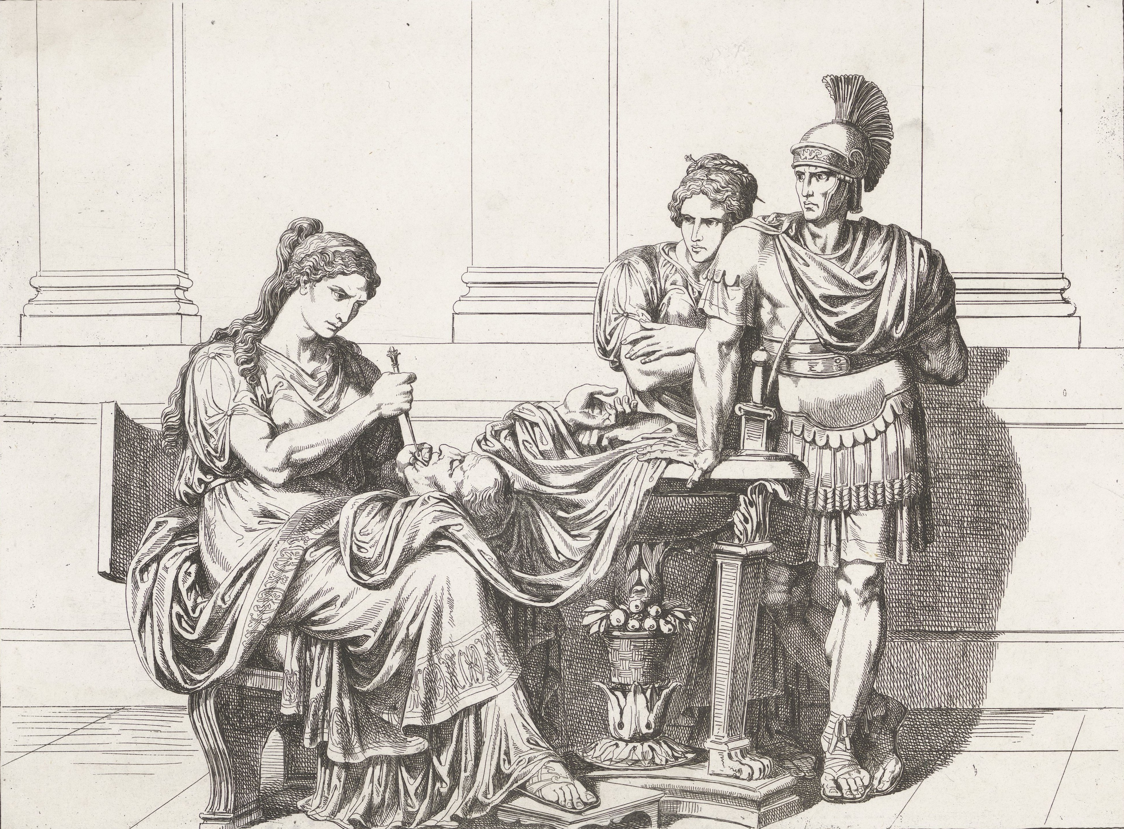 Fulvia stabs the tongue of Cicero's severed head
