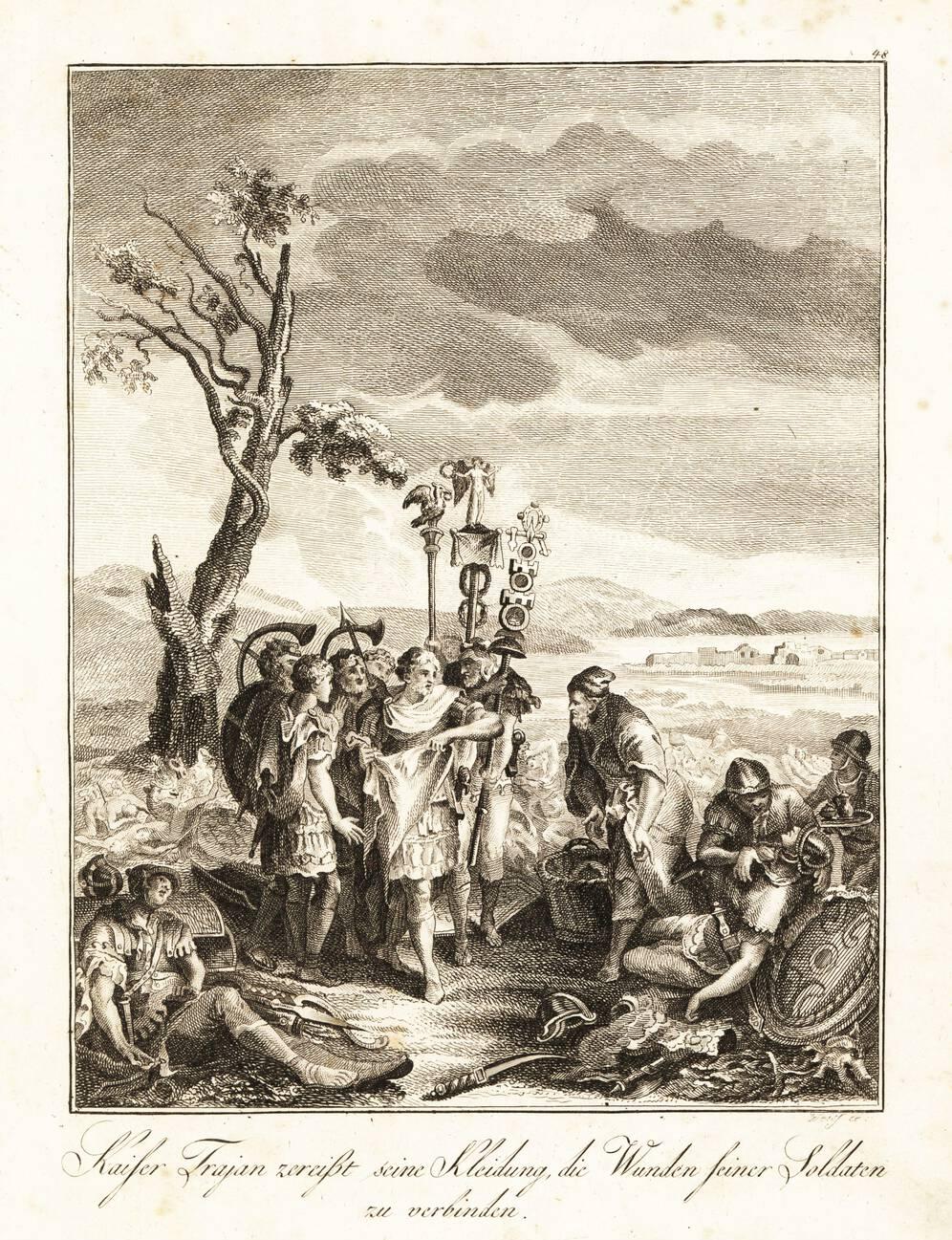 Trajan tearing up his clothes for bandages for after the Battle of Tapae David Weis Aubin