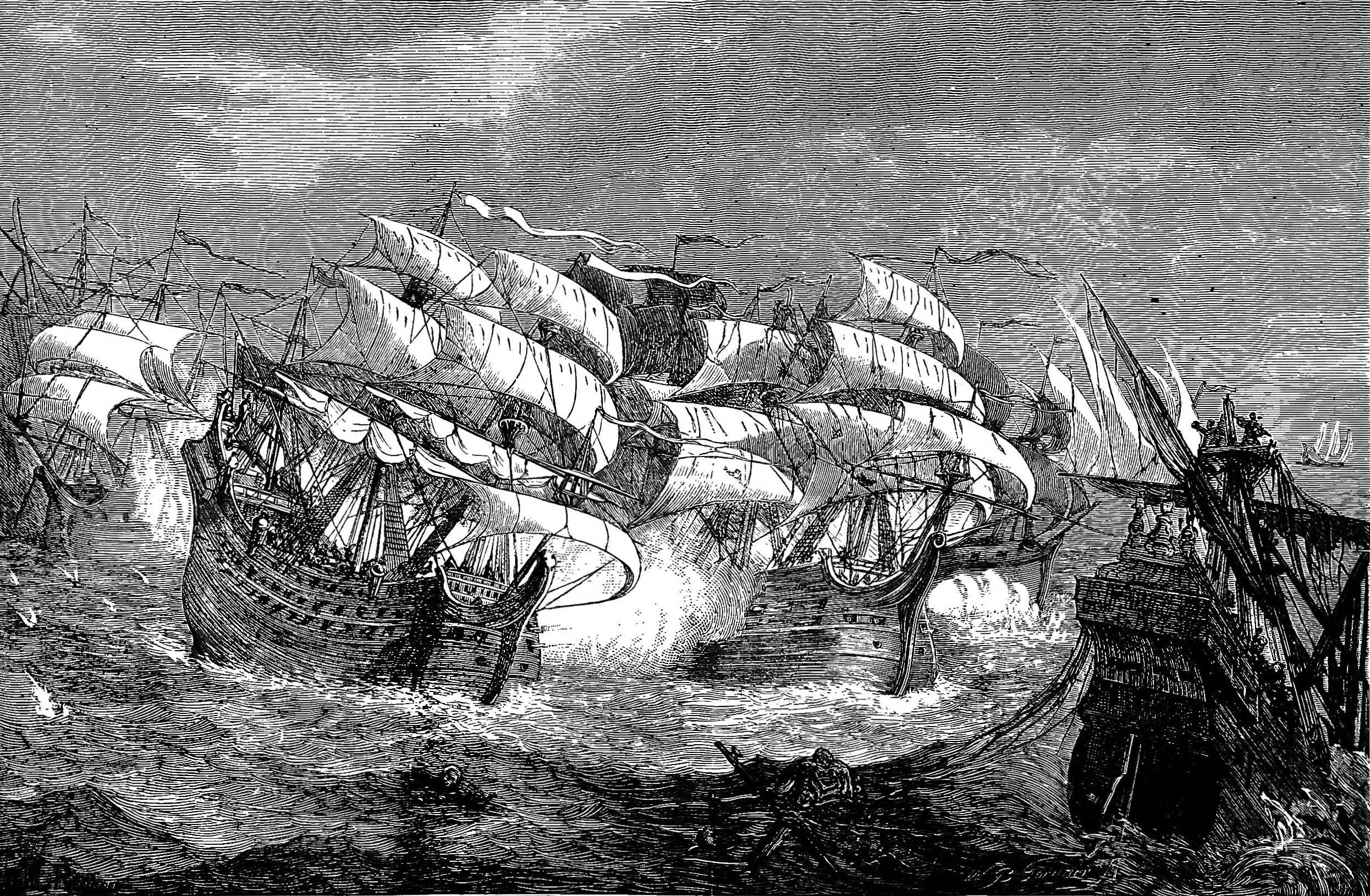 Drake attacking the Spanish treasure ships Matthew White Ridley