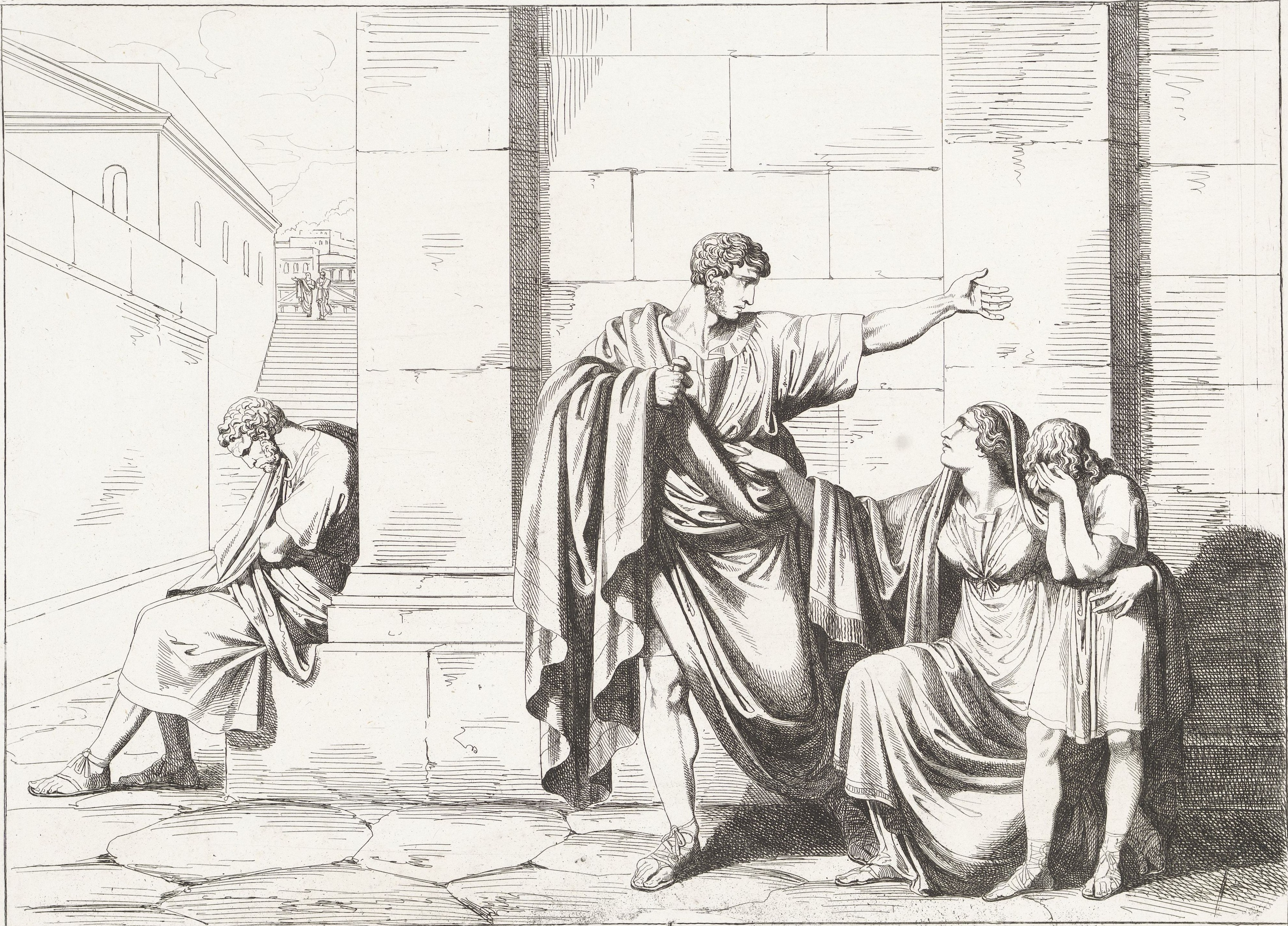 Gaius Gracchus bids farewell to Licinia Minor and son Gaius Gracchus