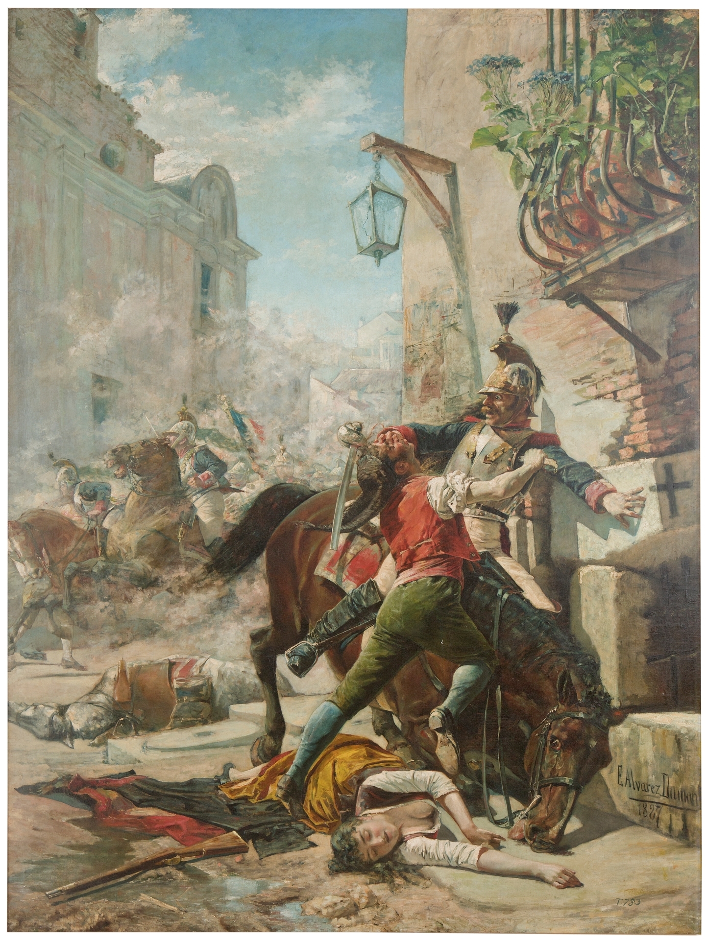 Malasaña and his daughter fight the French in streets down from park to San Bernardo