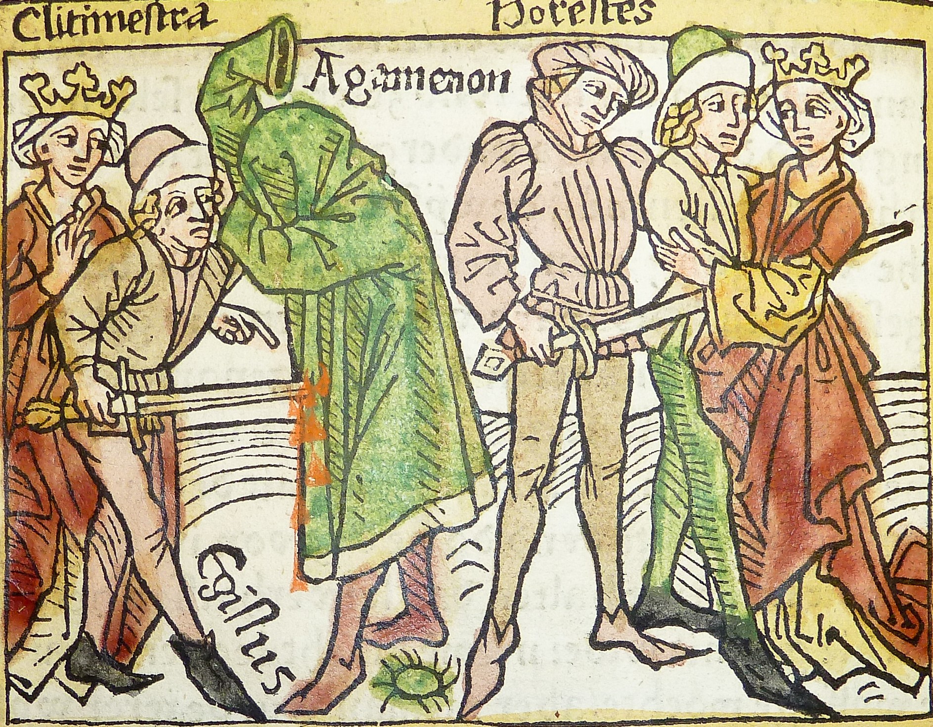 Clytemnestra and Aegisthus murdering Agamemnon and their subsequent deaths by Orestes