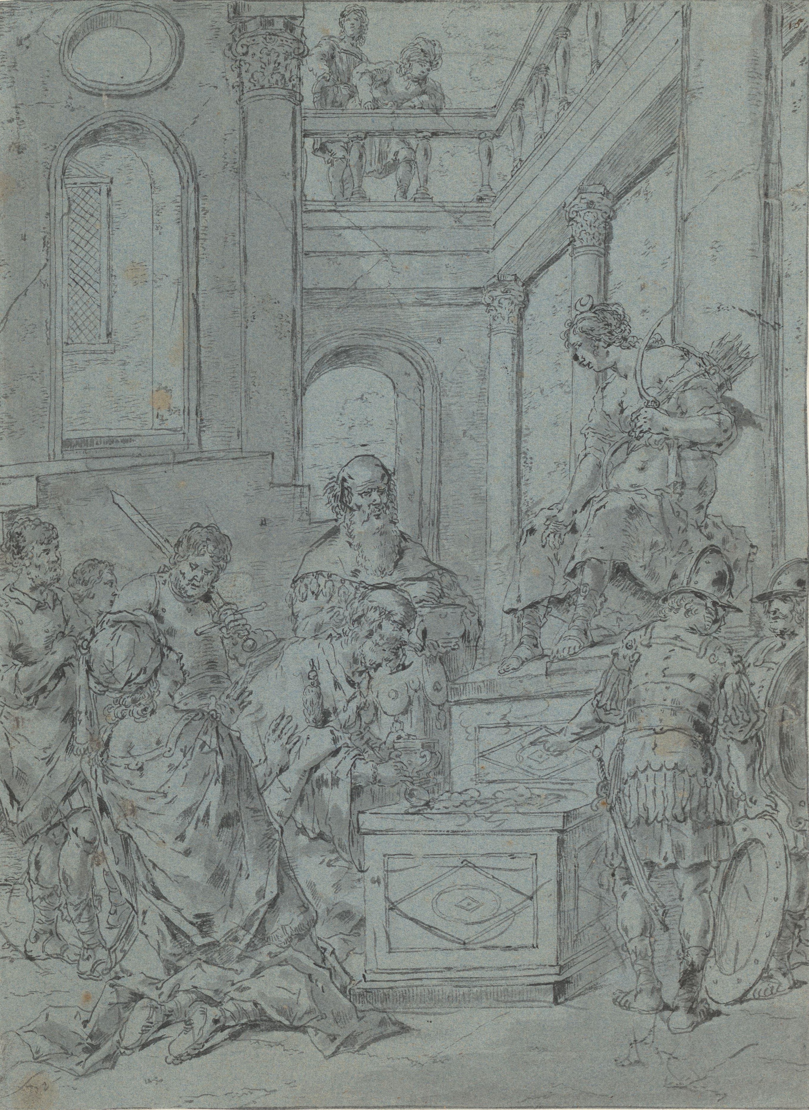 Alexander the Great makes an offering to Diana Leonaert Bramer