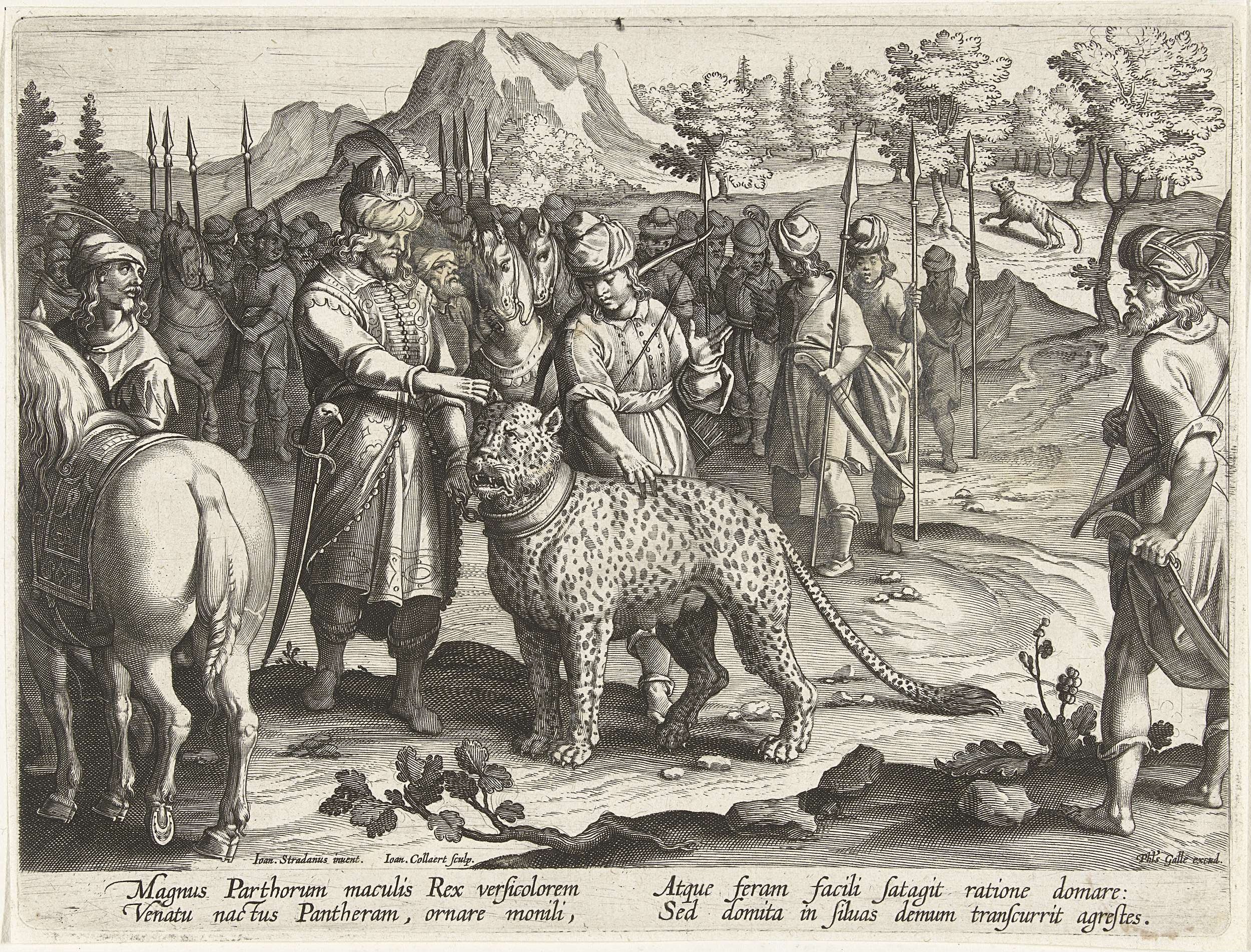 King Arsaces attempts to tame a leopard