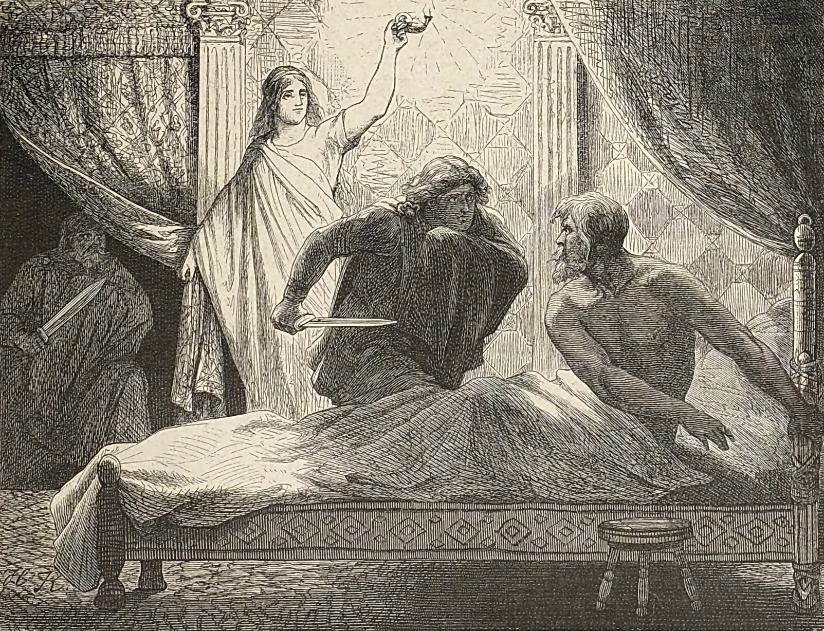 Helmichis and Rosamund murdering Albion