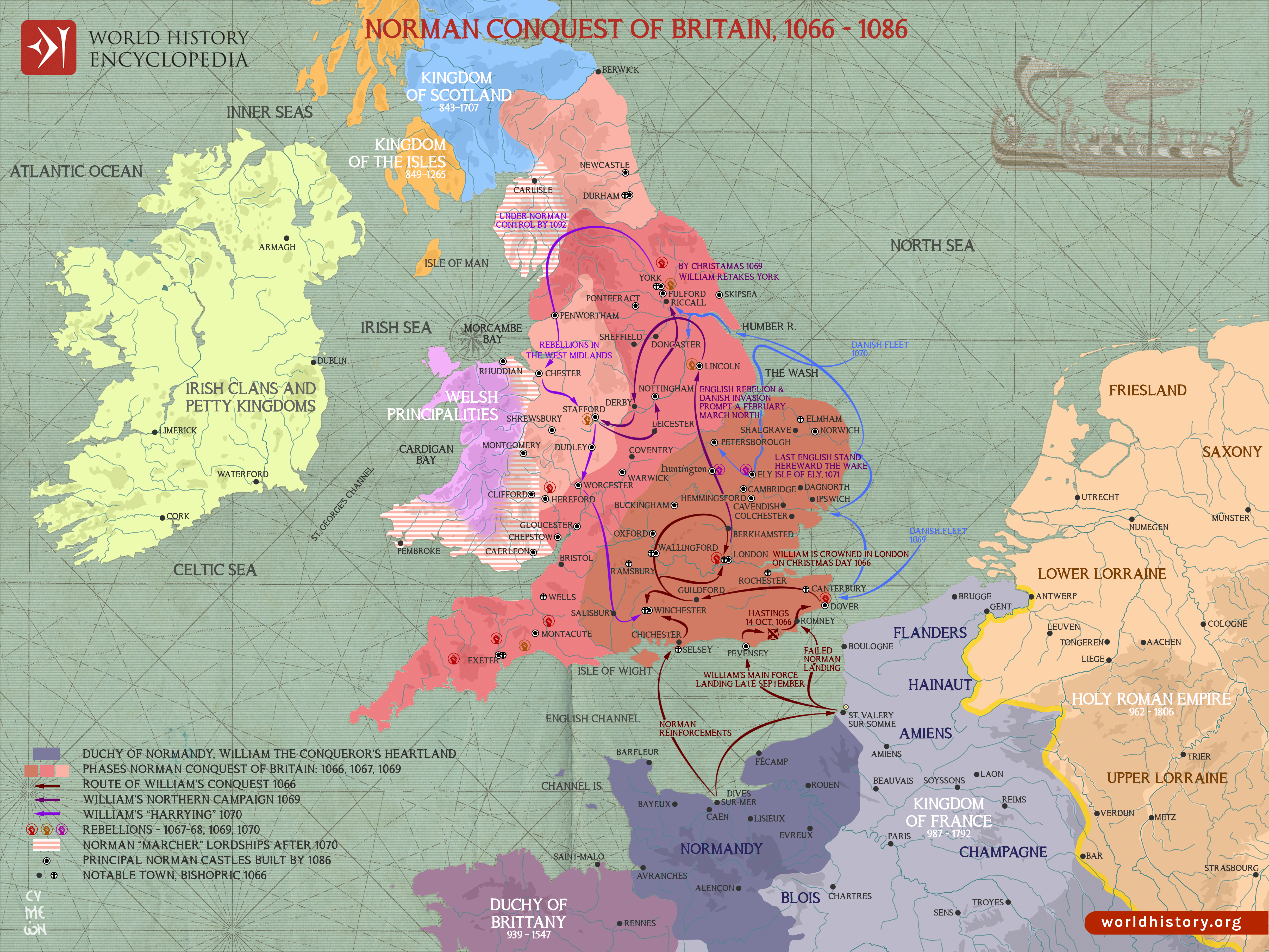 Map of the Norman Conquest of Britain