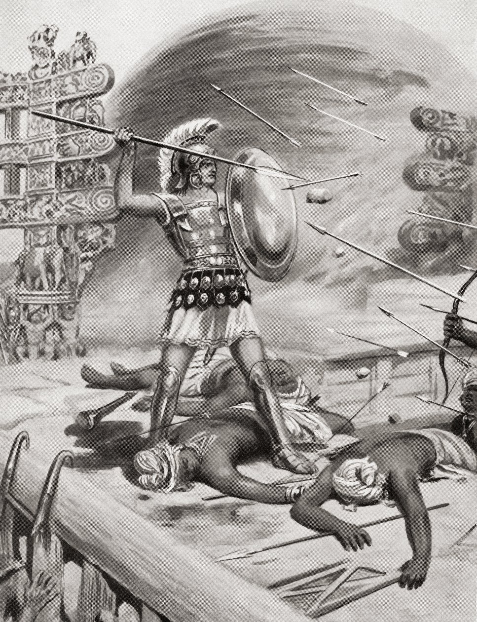 Alexander the Great fighting the Assacani at the fortified city of Massaga