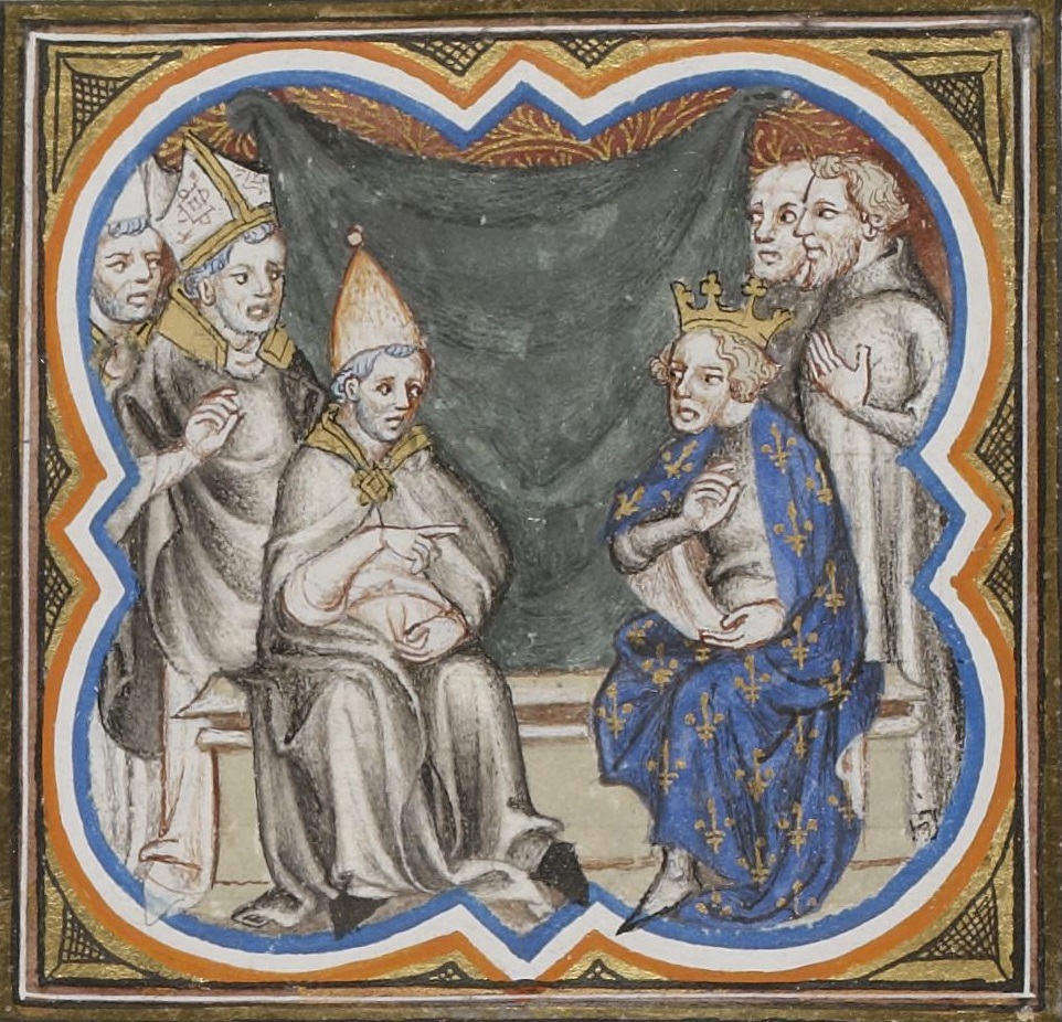 The Meeting of Pope Paschal II and King Phillip I, from the Grandes Chronicles de France