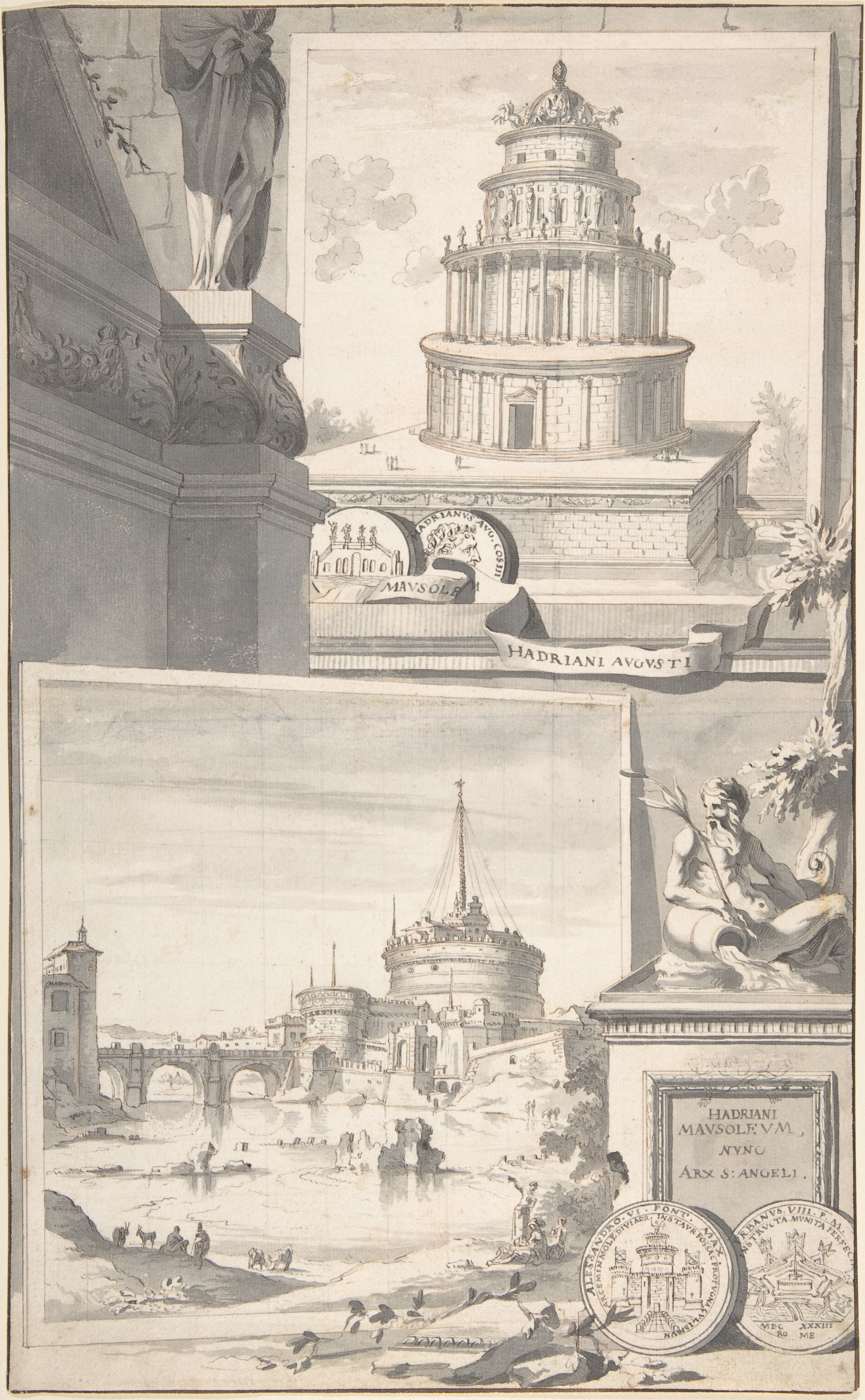 Reconstruction of Mausoleum of Hadrian (above) and Castel S Angelo