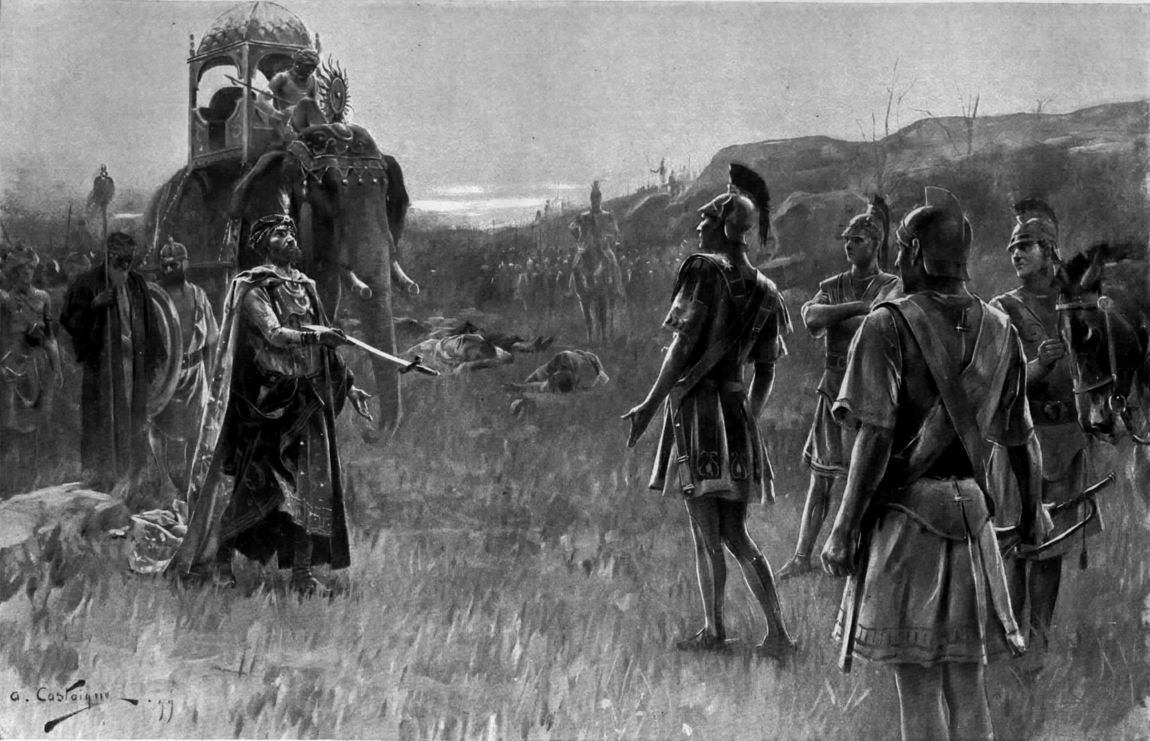 Alexander accepts the surrender of Porus