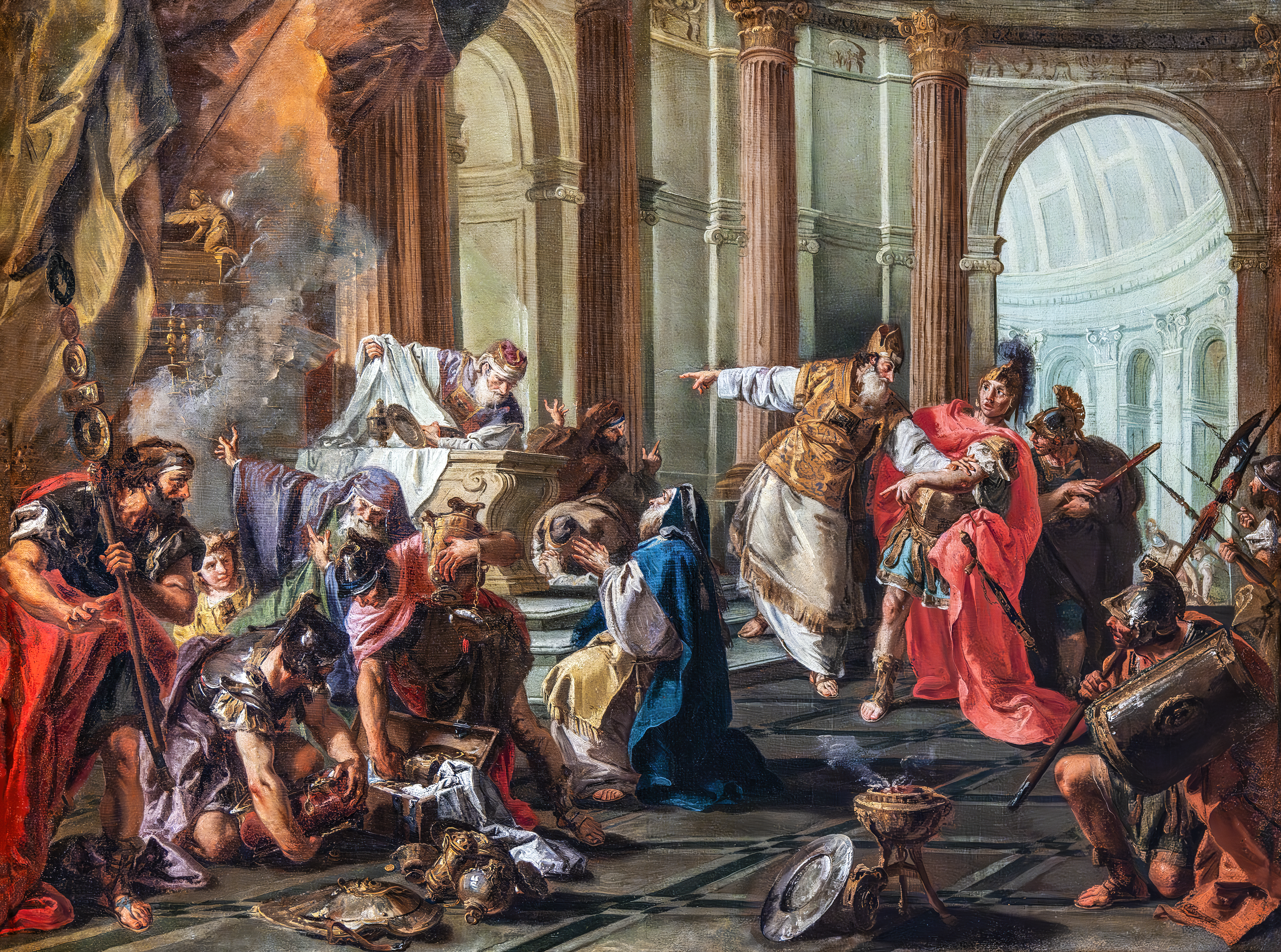 Crassus sacks the Temple in Jerusalem by Giambattista Pittoni