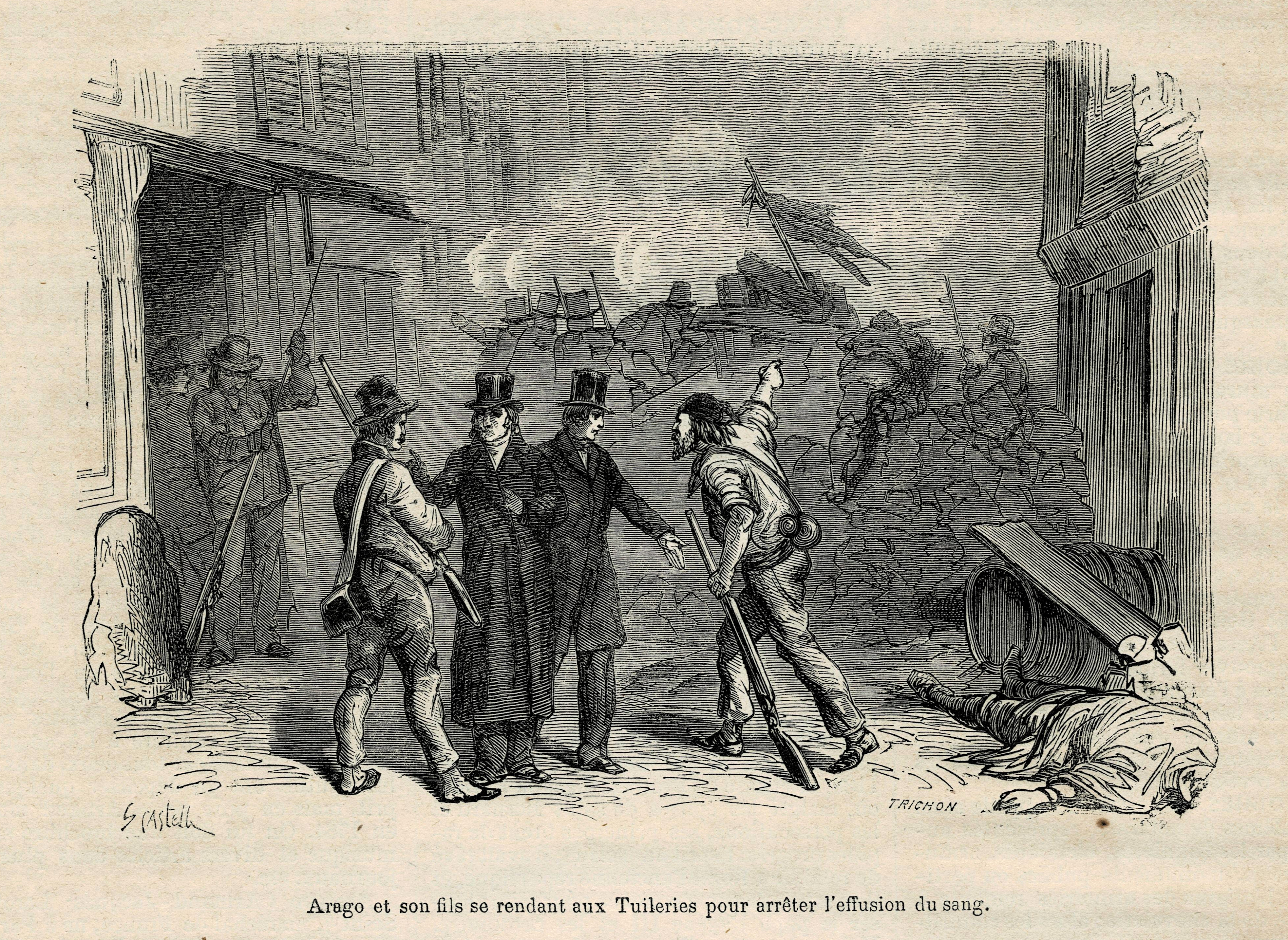 Arago and his son going to the Tuileries to stop the bloodshed