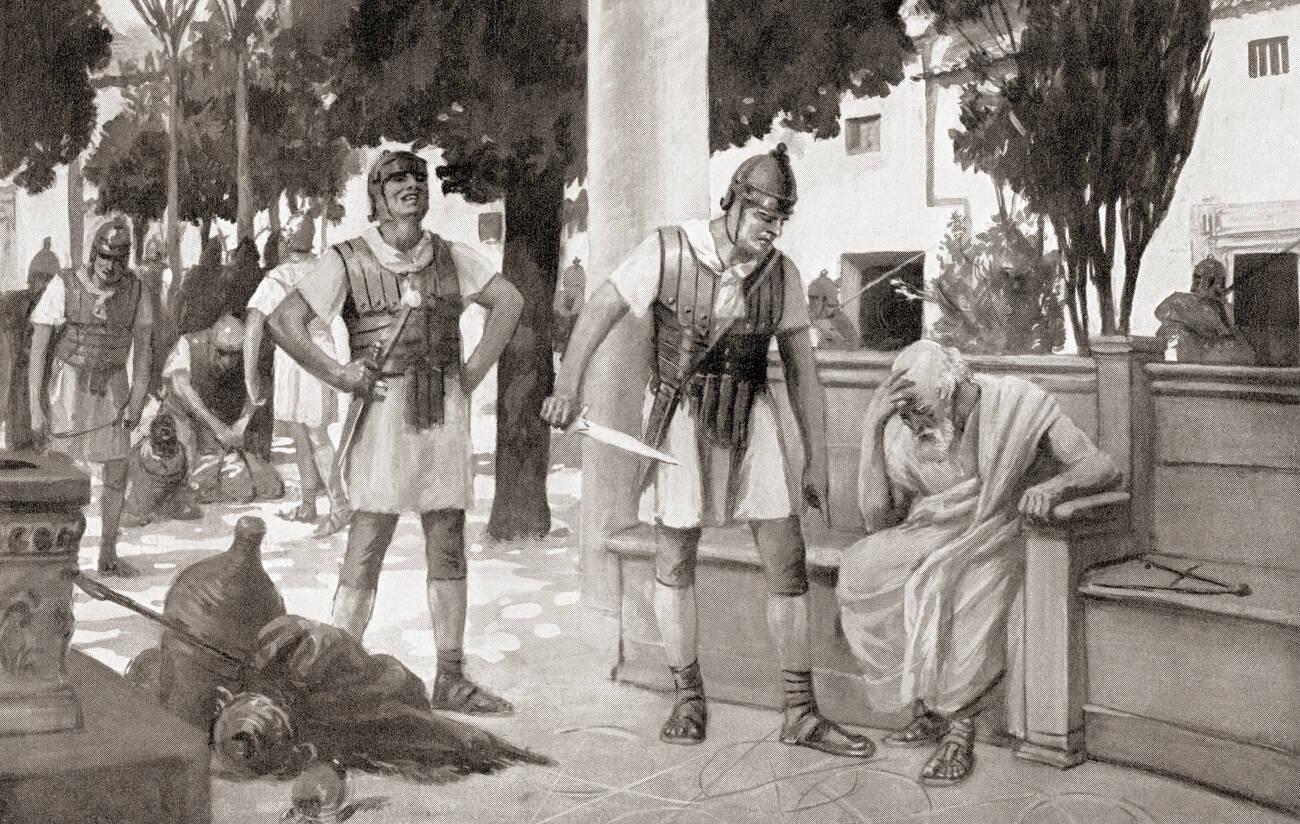 death of Archimedes when he was killed by a soldier for not replying, despite orders that he not be harmed