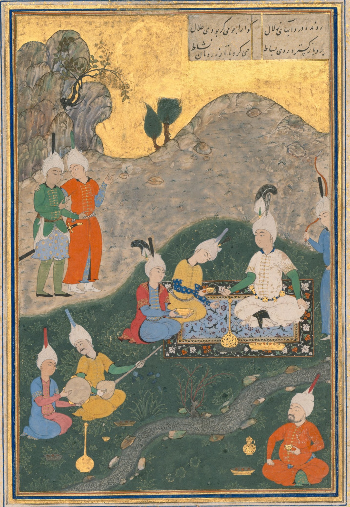 Alexander at a Banquet, Folio 321b from a Khamsa (Quintet) of Nizami of GanjaAuthor NizamiCalligrapher Sultan Muhammad Nur