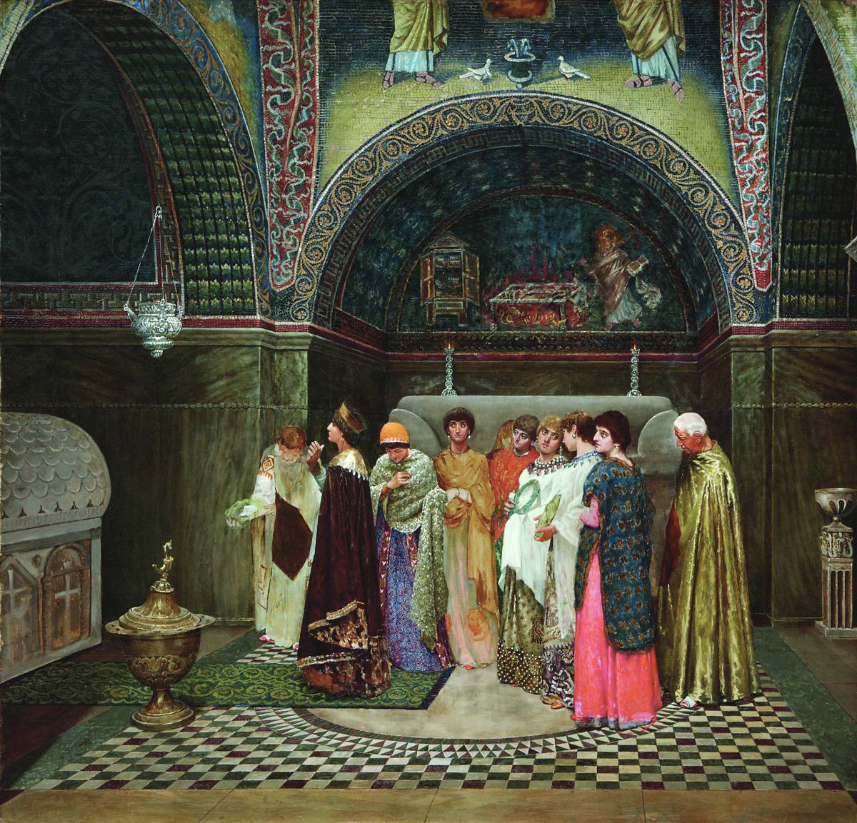 Morning entrance of Byzantine empress to tomb of ancestors