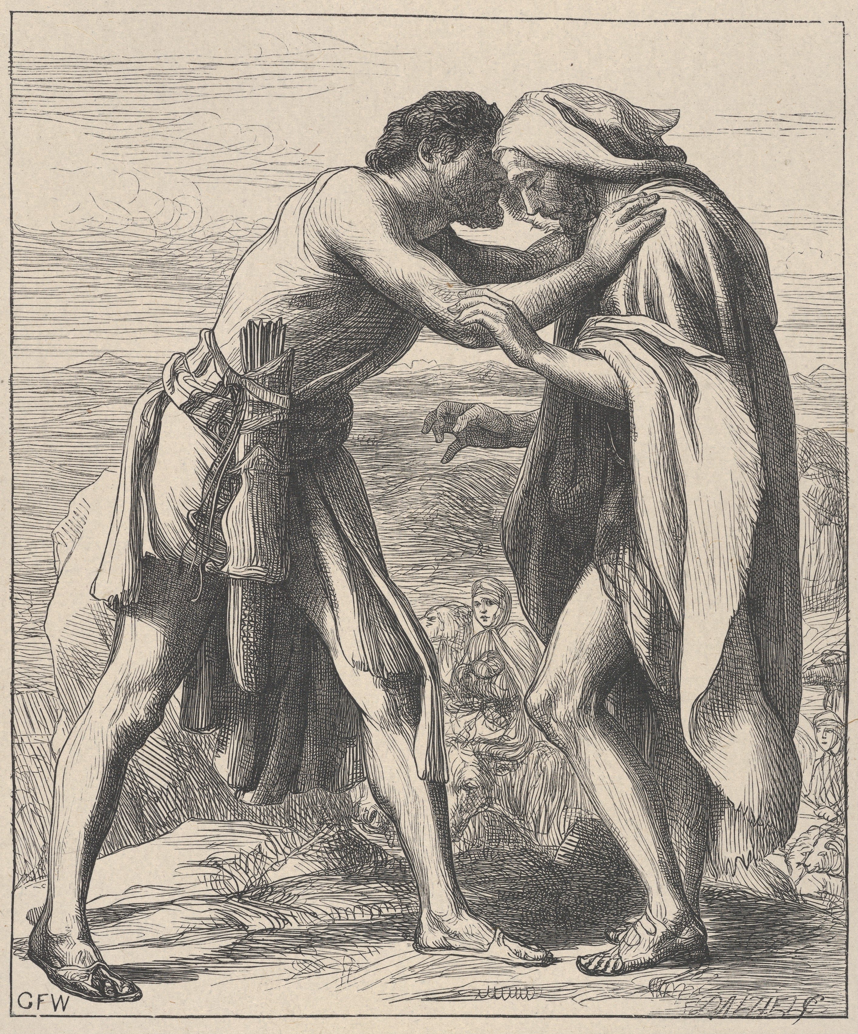 Esau Meeting Jacob (Dalziels Bible Gallery)