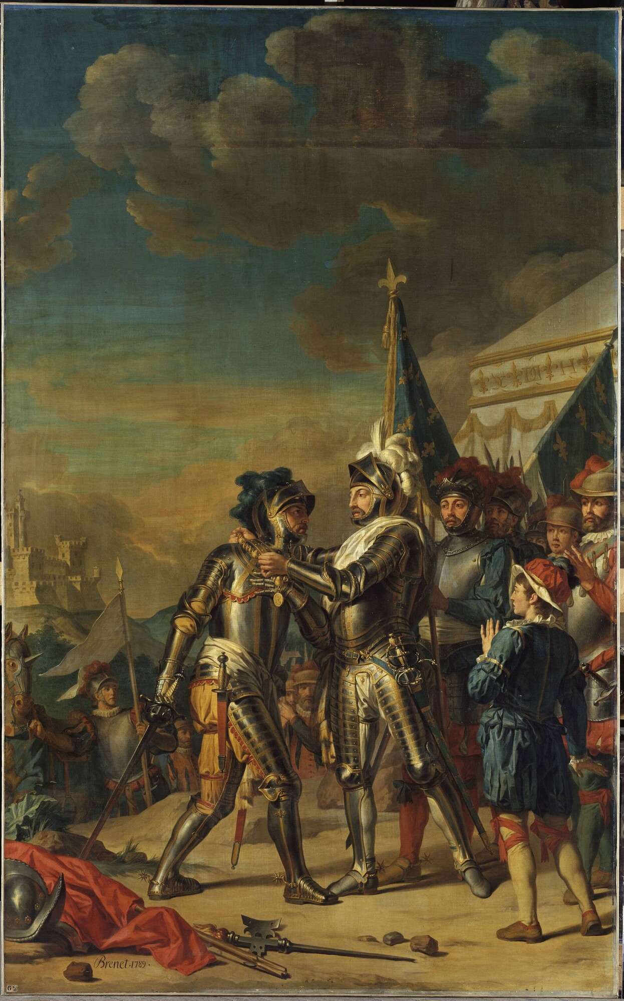 Henry II bestows the Order of Saint Michael on Marshal de Tavannes, after the Battle of Renty