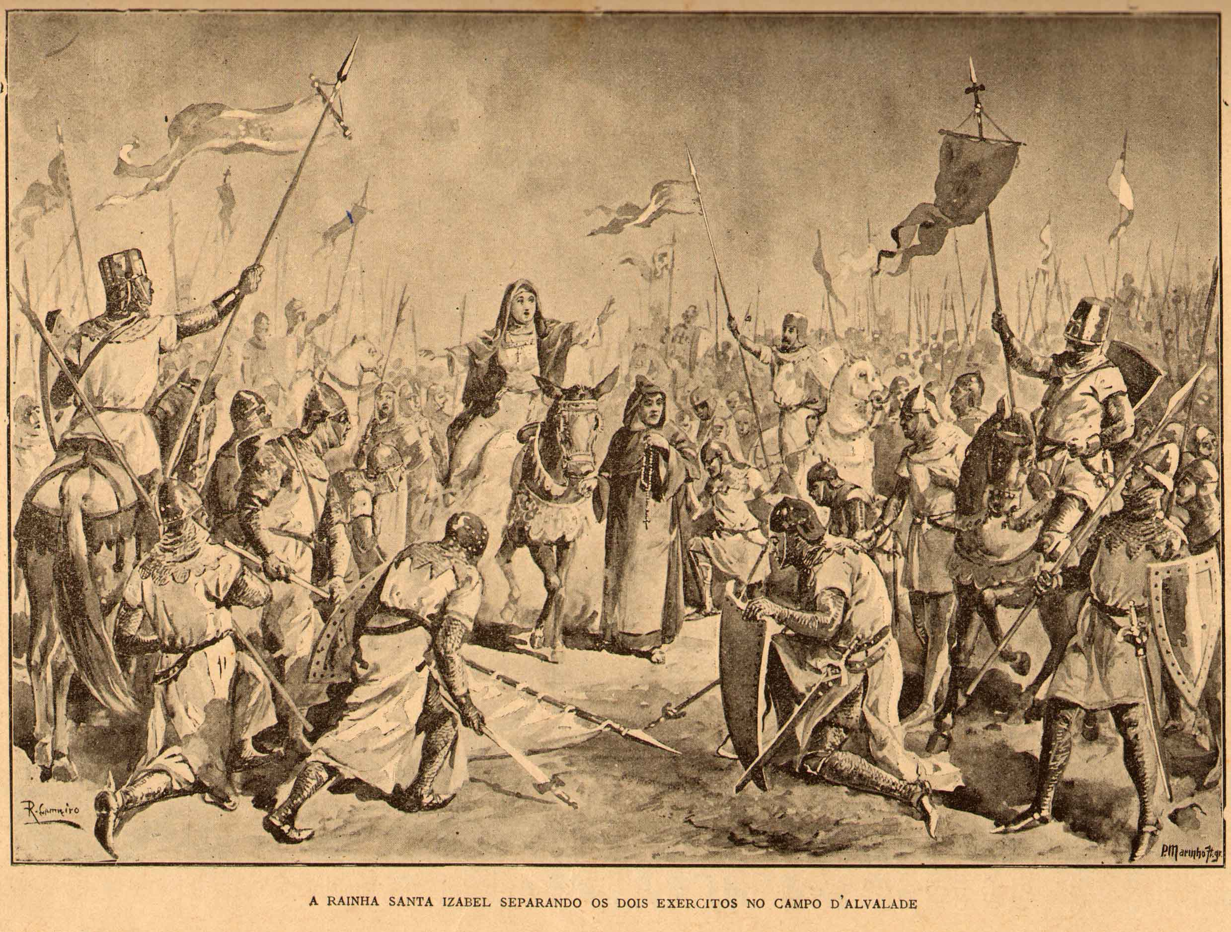Queen Saint Elizabeth separating the two armies on the field of Alvalade