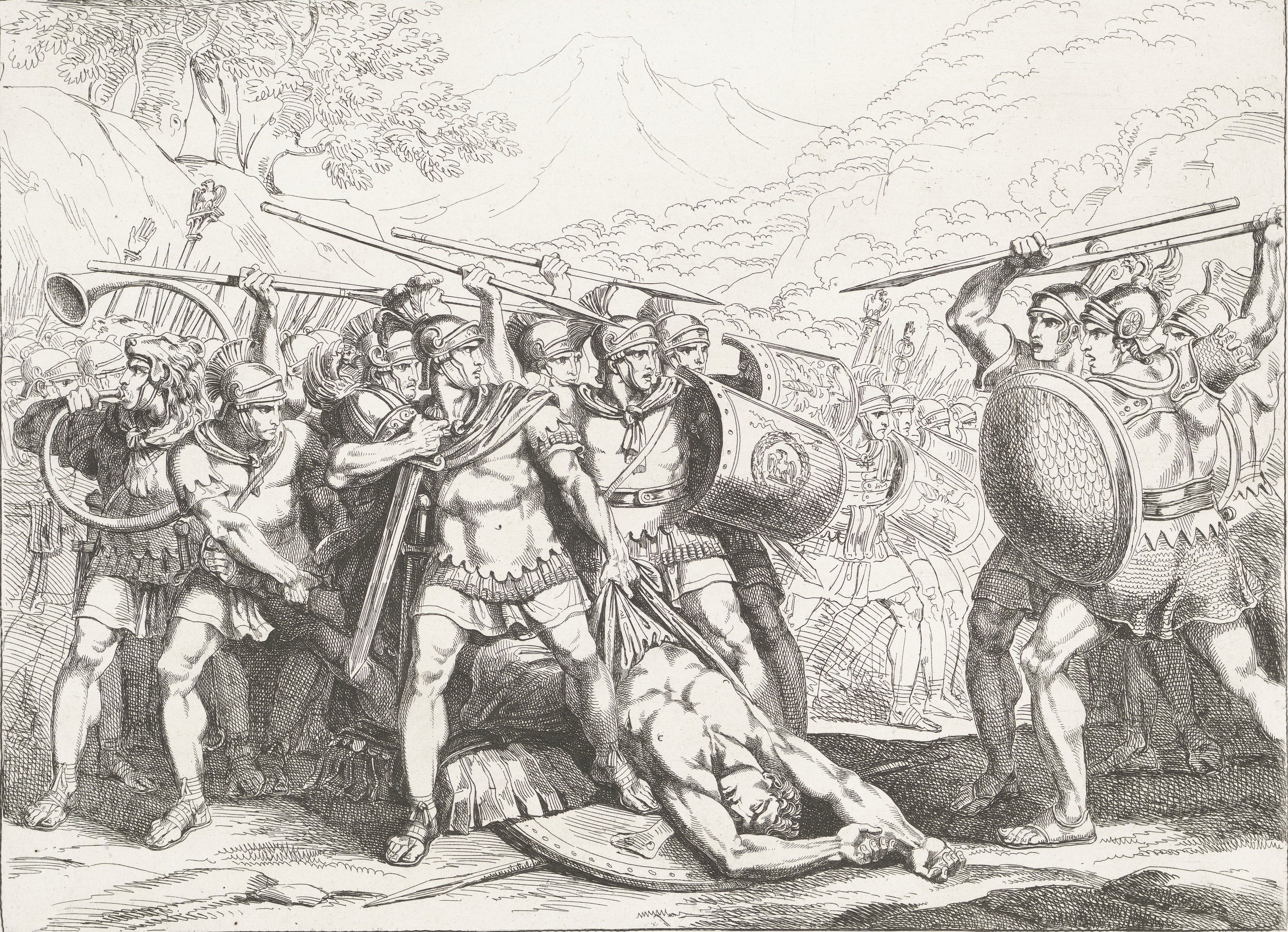 Valerius Corvus disarms a Gallic soldier