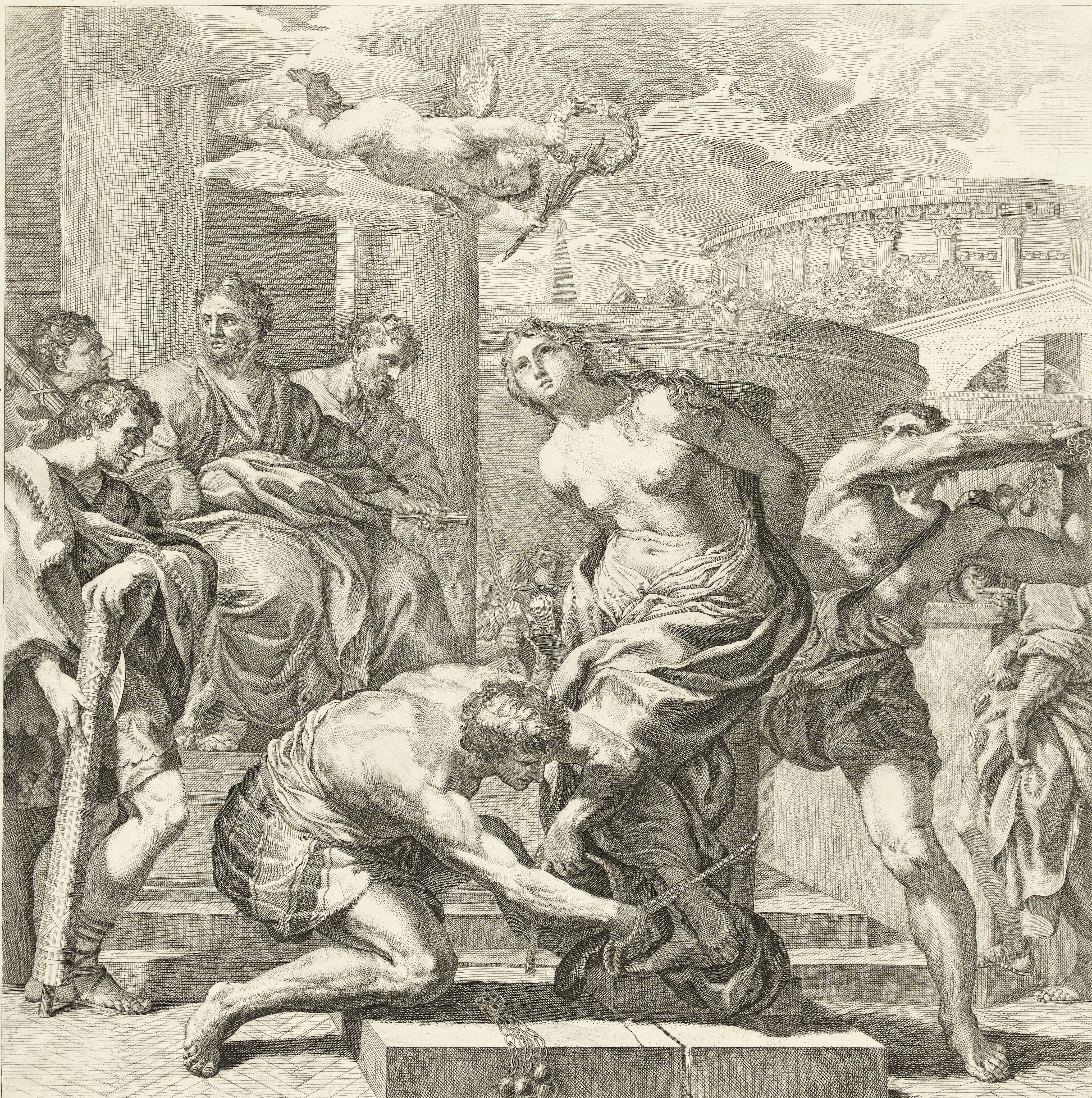 Bibiana bound to a column