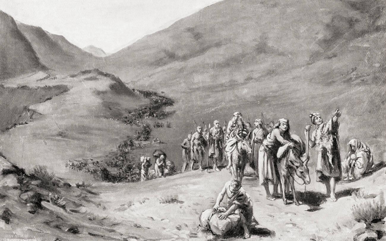 Migration of the Sumerian tribes crossing the mountains on the east of the Babylonian plain