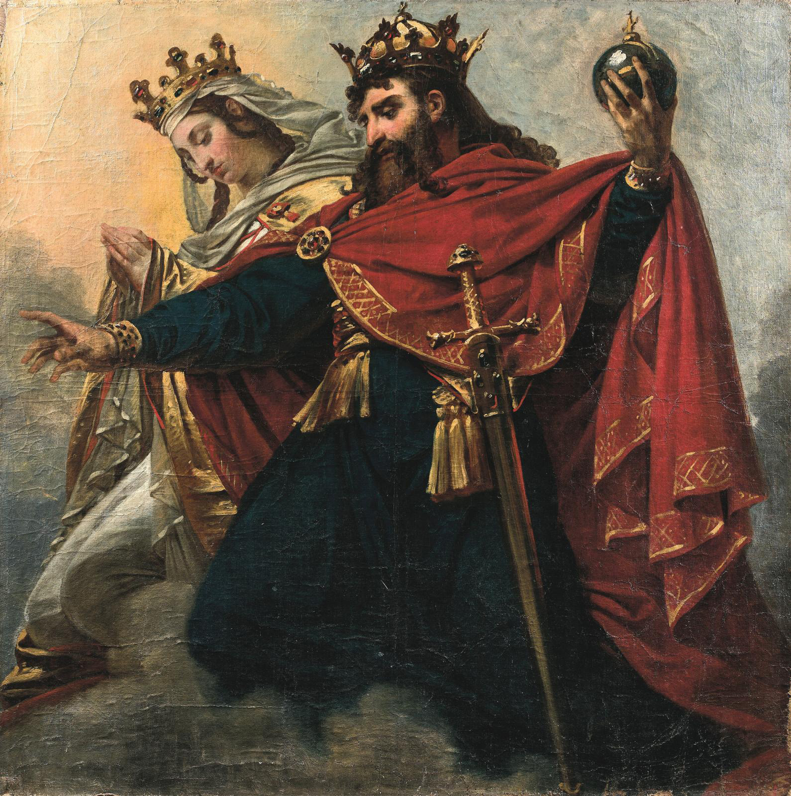 Charlemagne and Hildegarde, sketch for the dome of the Pantheon