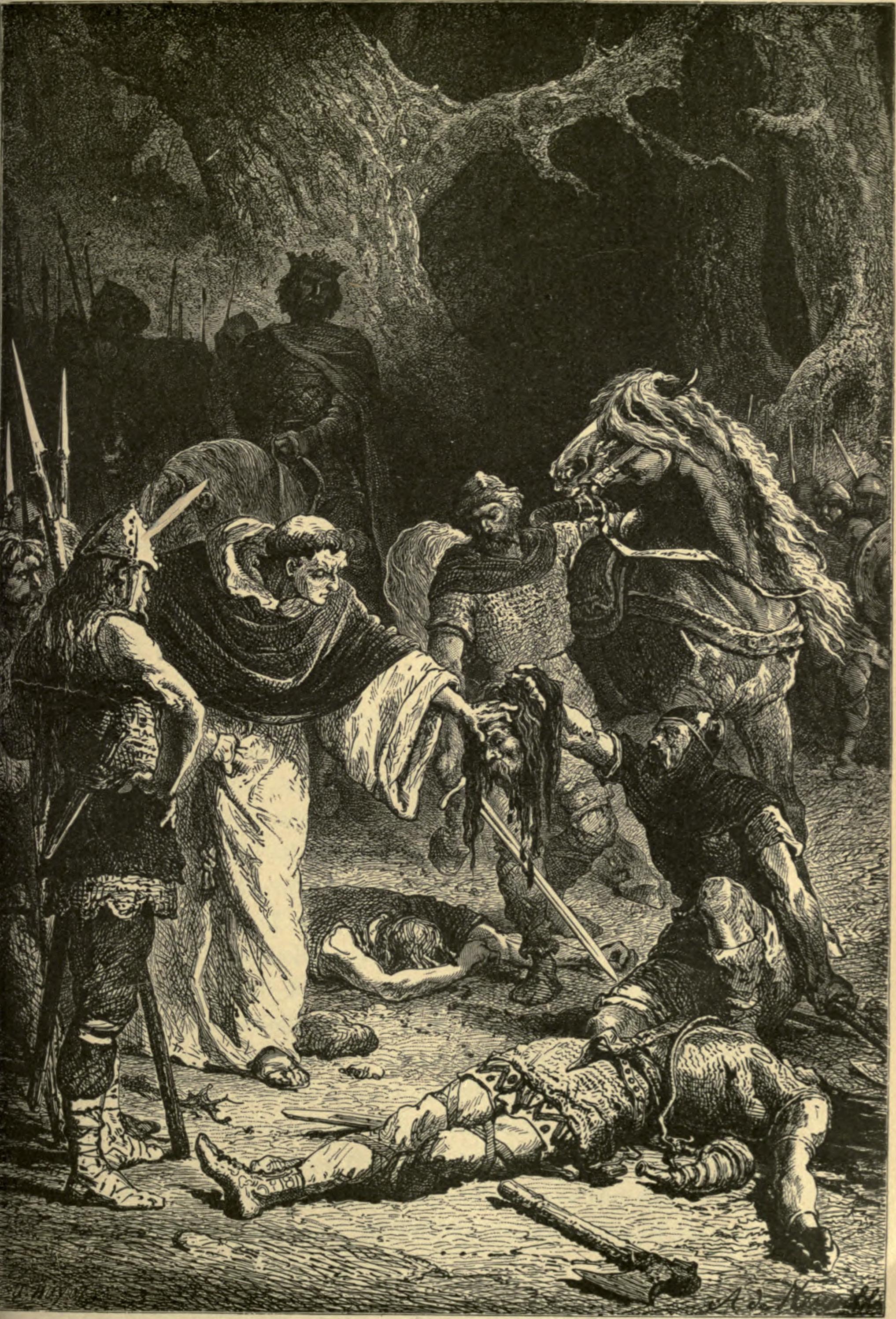 Ditcar the Monk Recognizing the Head of Morvan