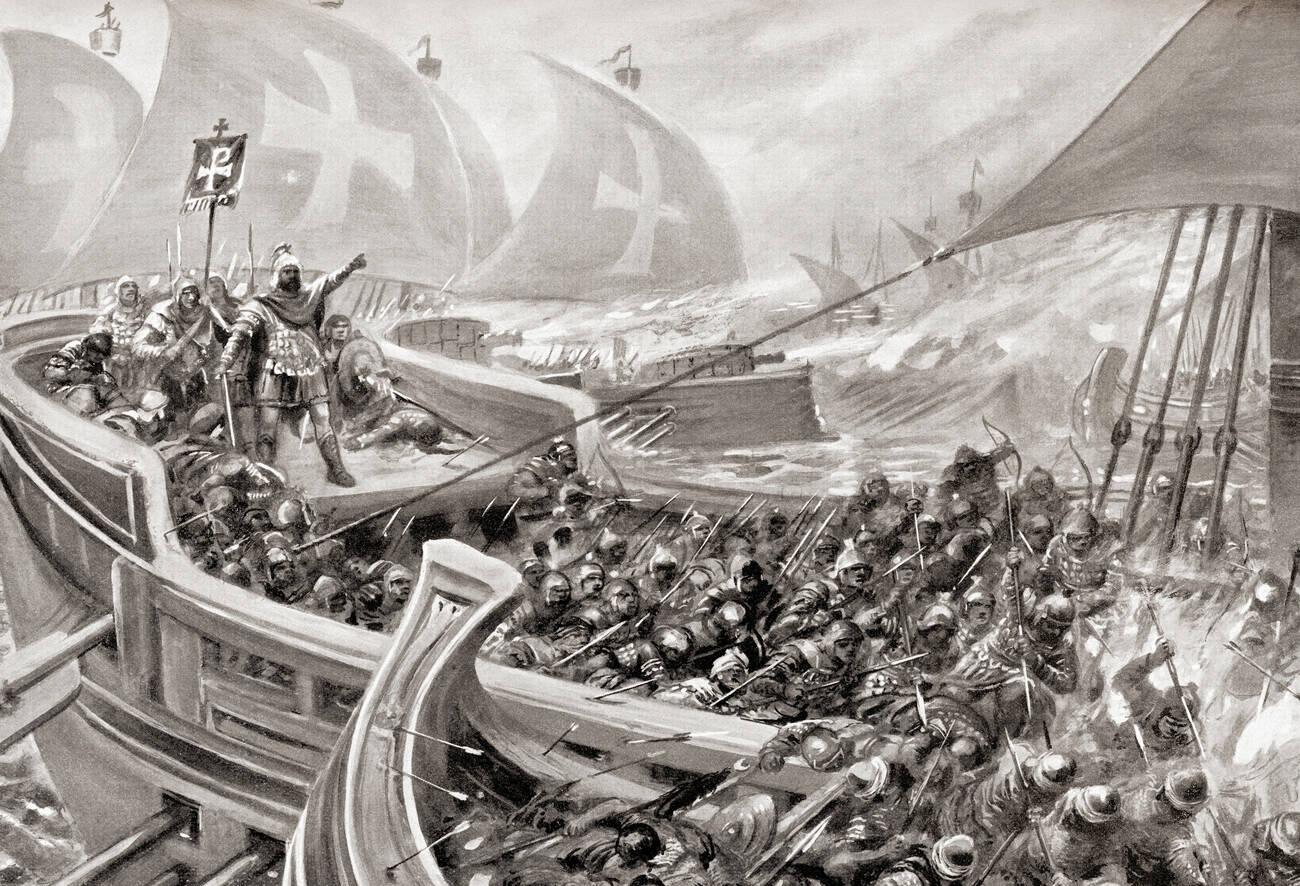 The victory of Leo III over the Saracens during the Second Arab siege of Constantinople