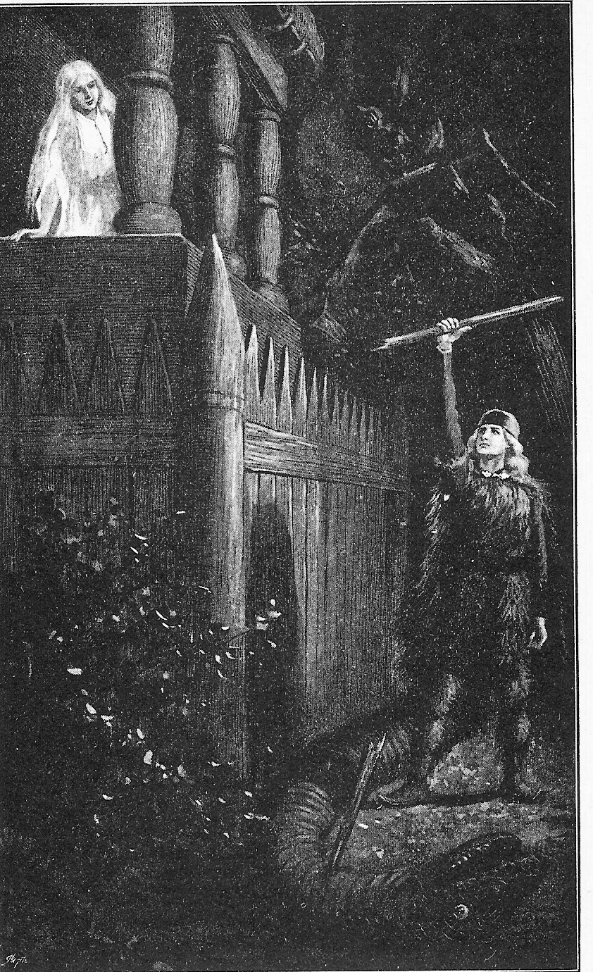 Ragnar Lodbrok slays a serpent to win the hand of Thora Town-Hart