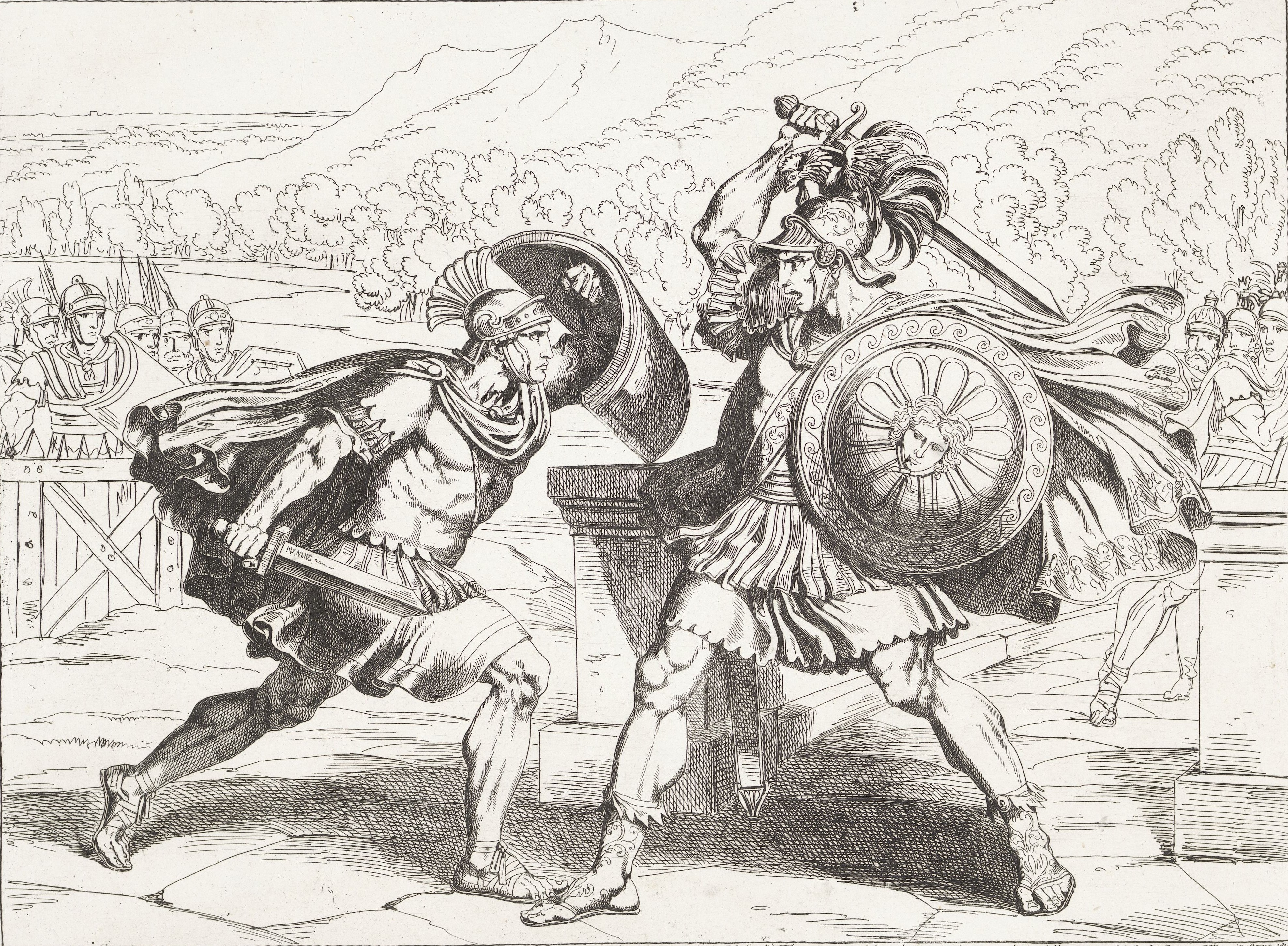 Titus Manlius Torquatus in combat with a large Gaul
