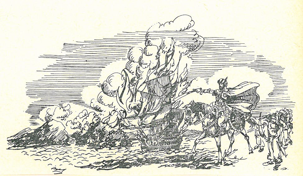 Ṭāriq ibn Ziyād's burnMuslim Ships to prevent Muslims withdrawing from Visigoths