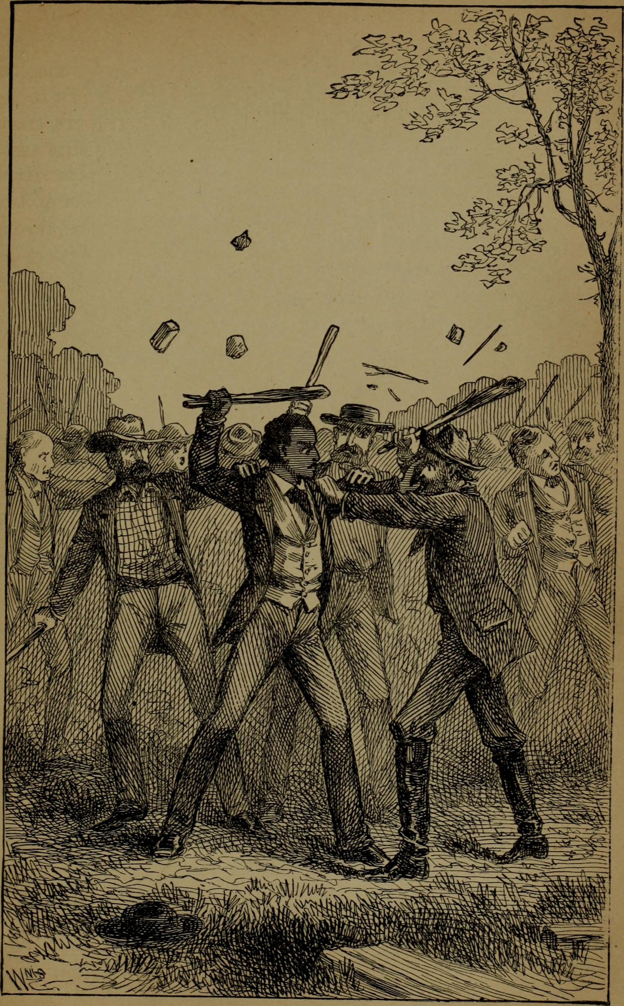 Frederick Douglass resisting a mob during an anti-slavery meeting in Pendleton, Indiana