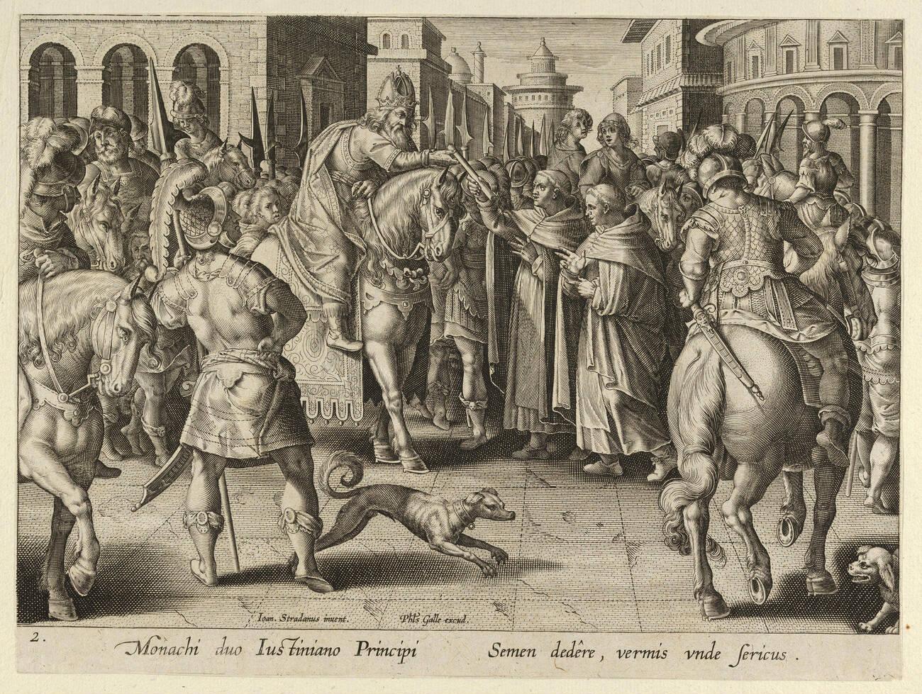 Emperor Justinian Receiving the First Imported Silkworm Eggs from Nestorian Monks, Plate 2