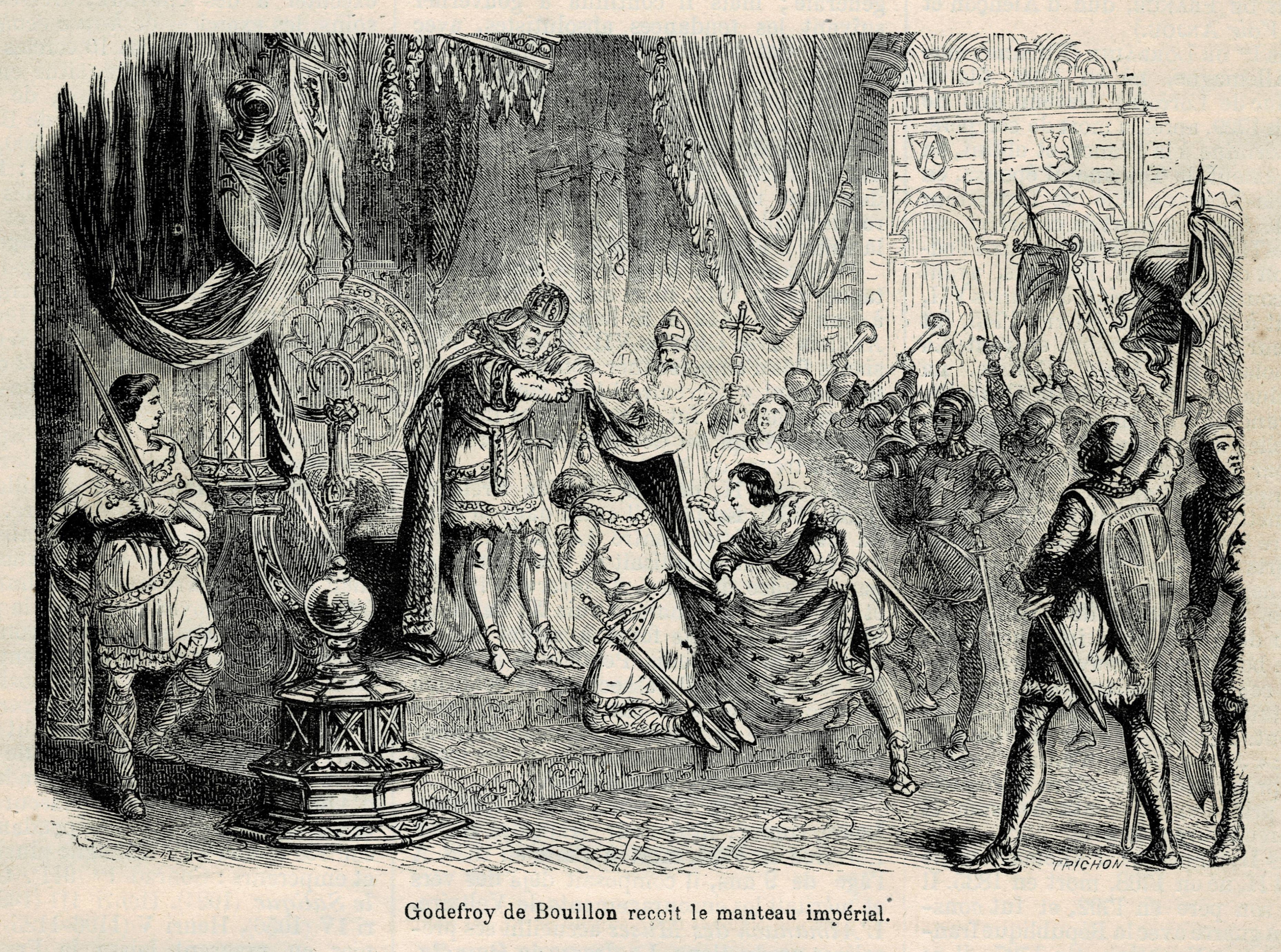 Godefroy de Bouillon receives the imperial mantle.