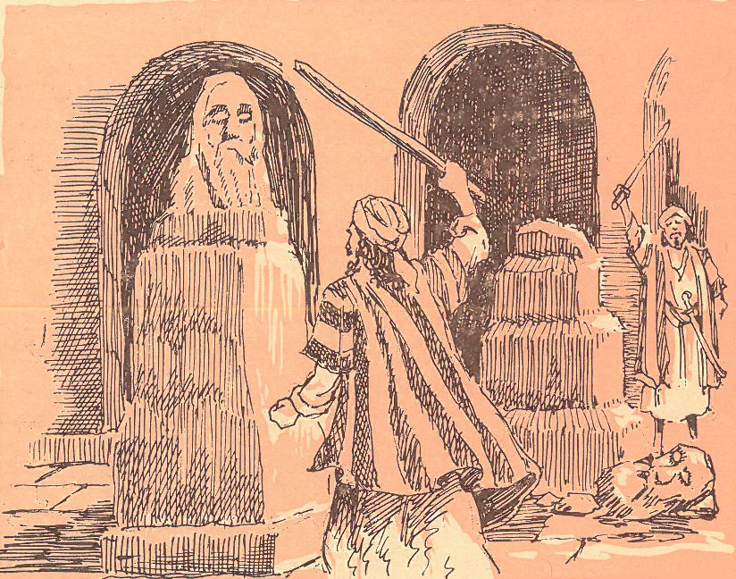 One of the Muslims breaking an Idol after the Conquest of Mecca