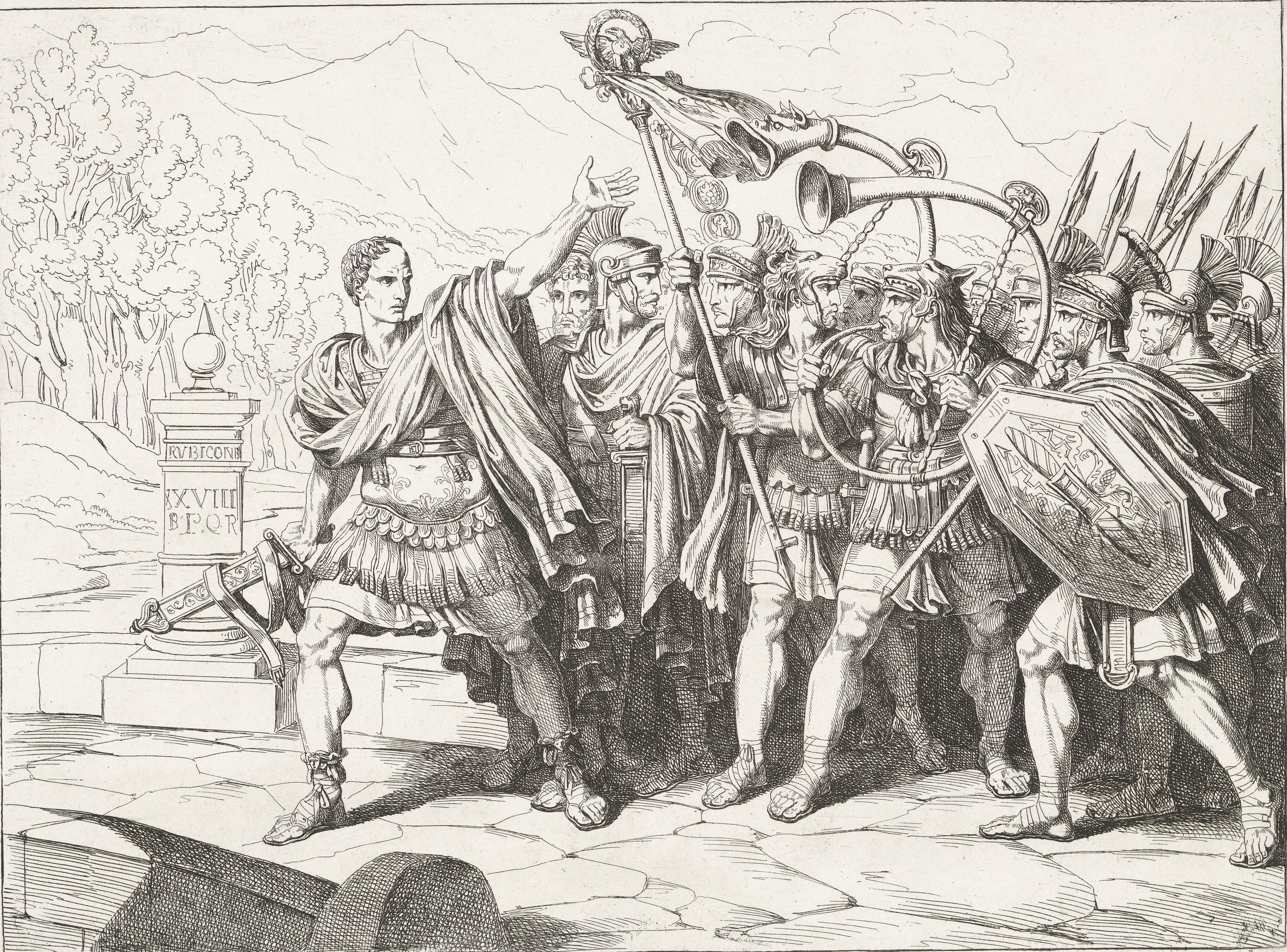 Julius Caesar and his army cross the Rubicon