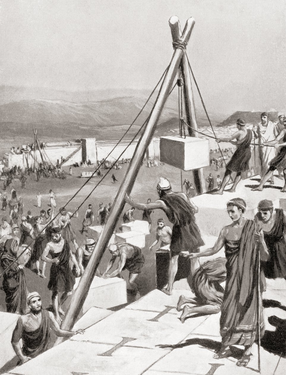 Athenians rebuilding their city under the direction of Themistocles