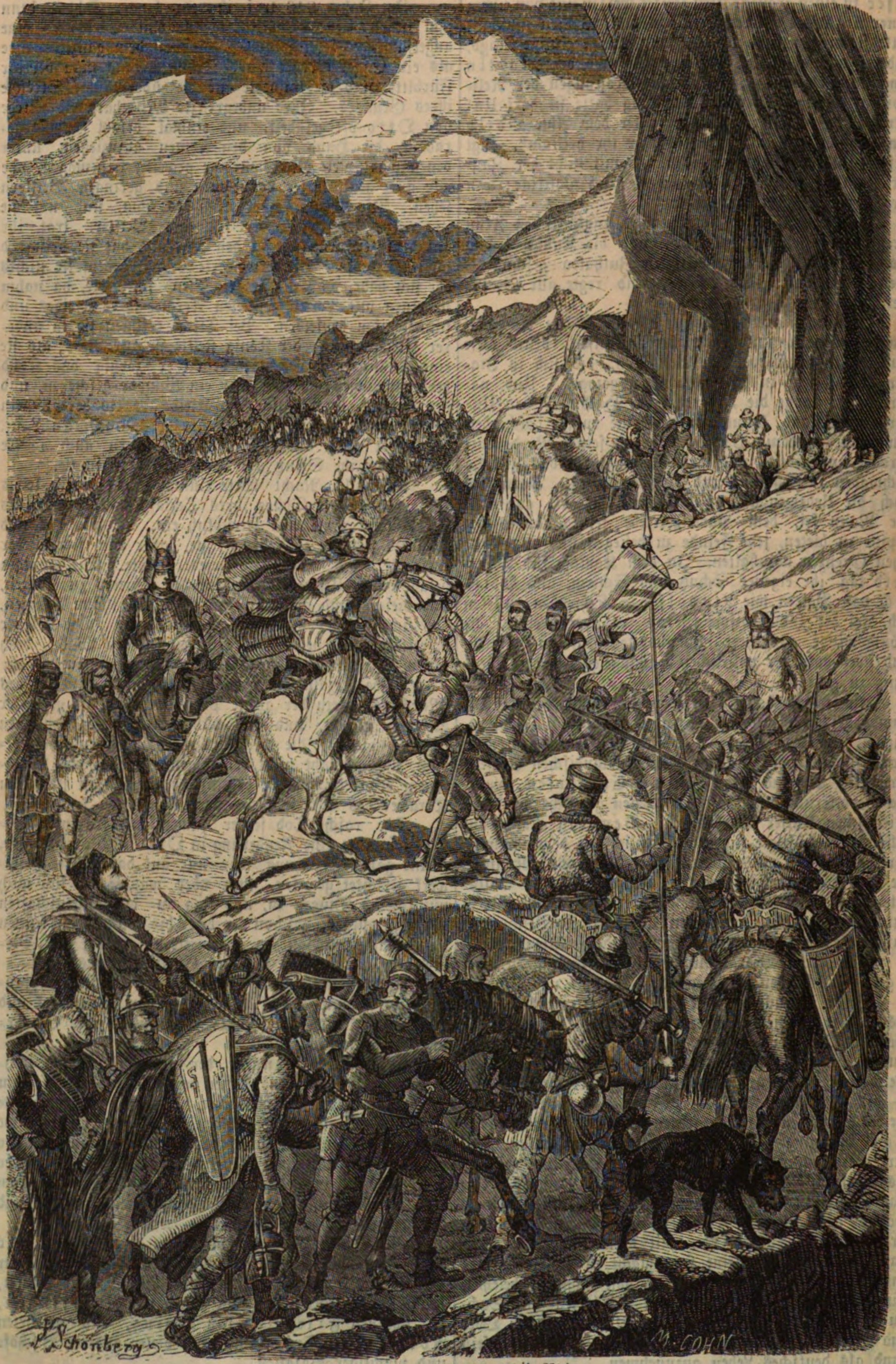 Otto I crossing the Alpes on his Italian expedition