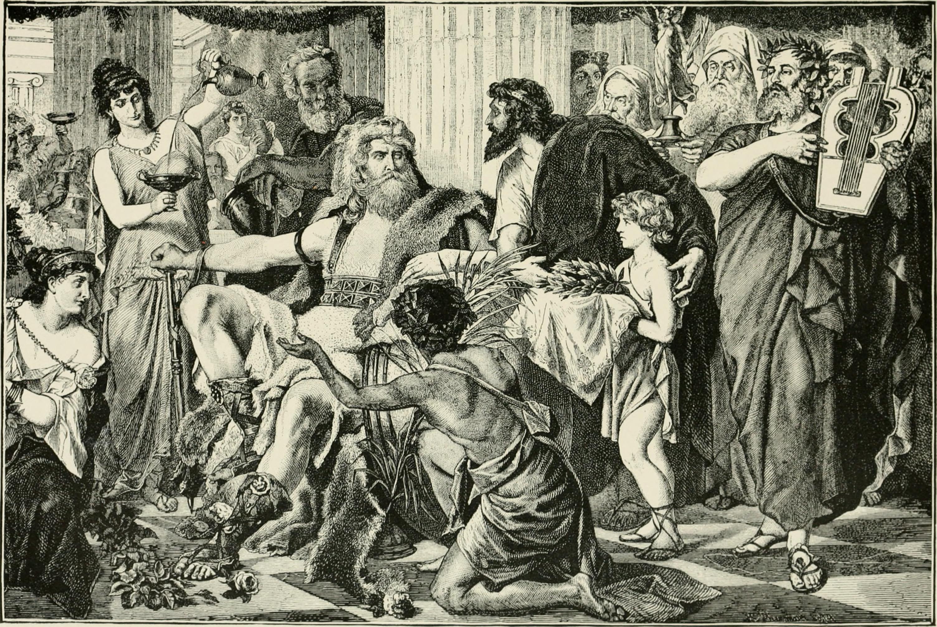 Alaric I receiving tributes from citizens of Athens