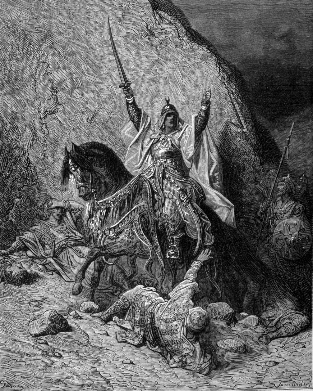 Saladin (1138-1193)at the head of his troops against the Crusaders