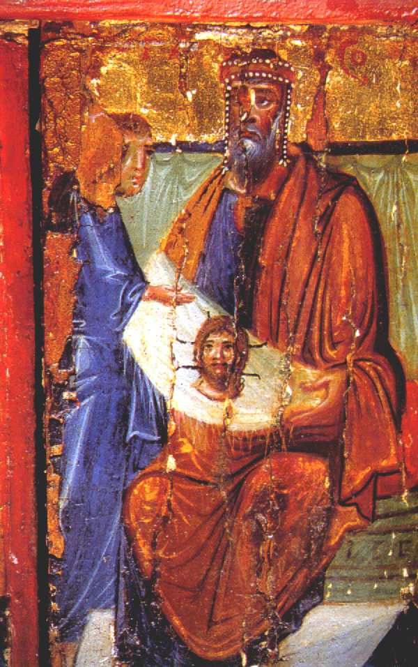 Abgar of Edessa receiving the Mandylion from Thaddeus Saint Catherine's Monastery