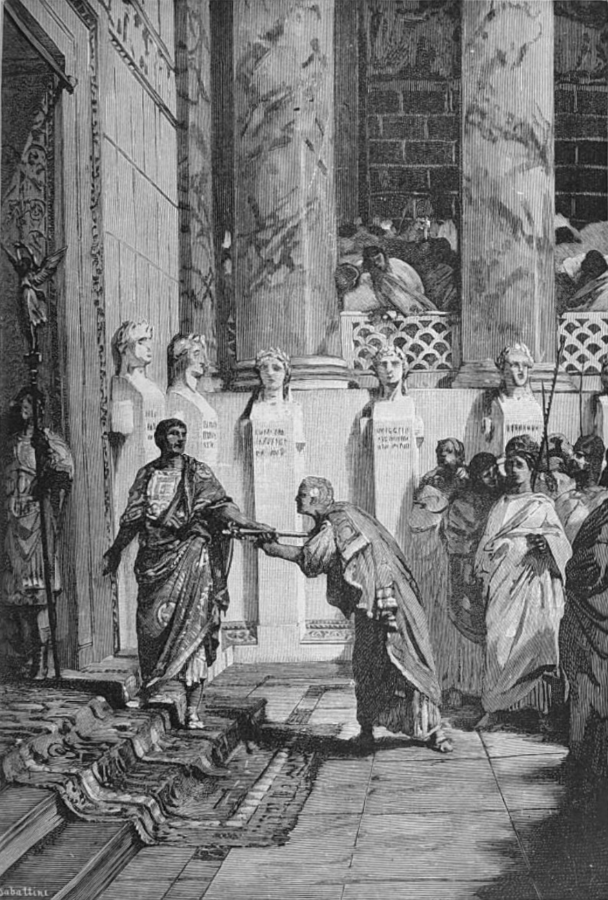 Trajan speaking to Licinius Sura