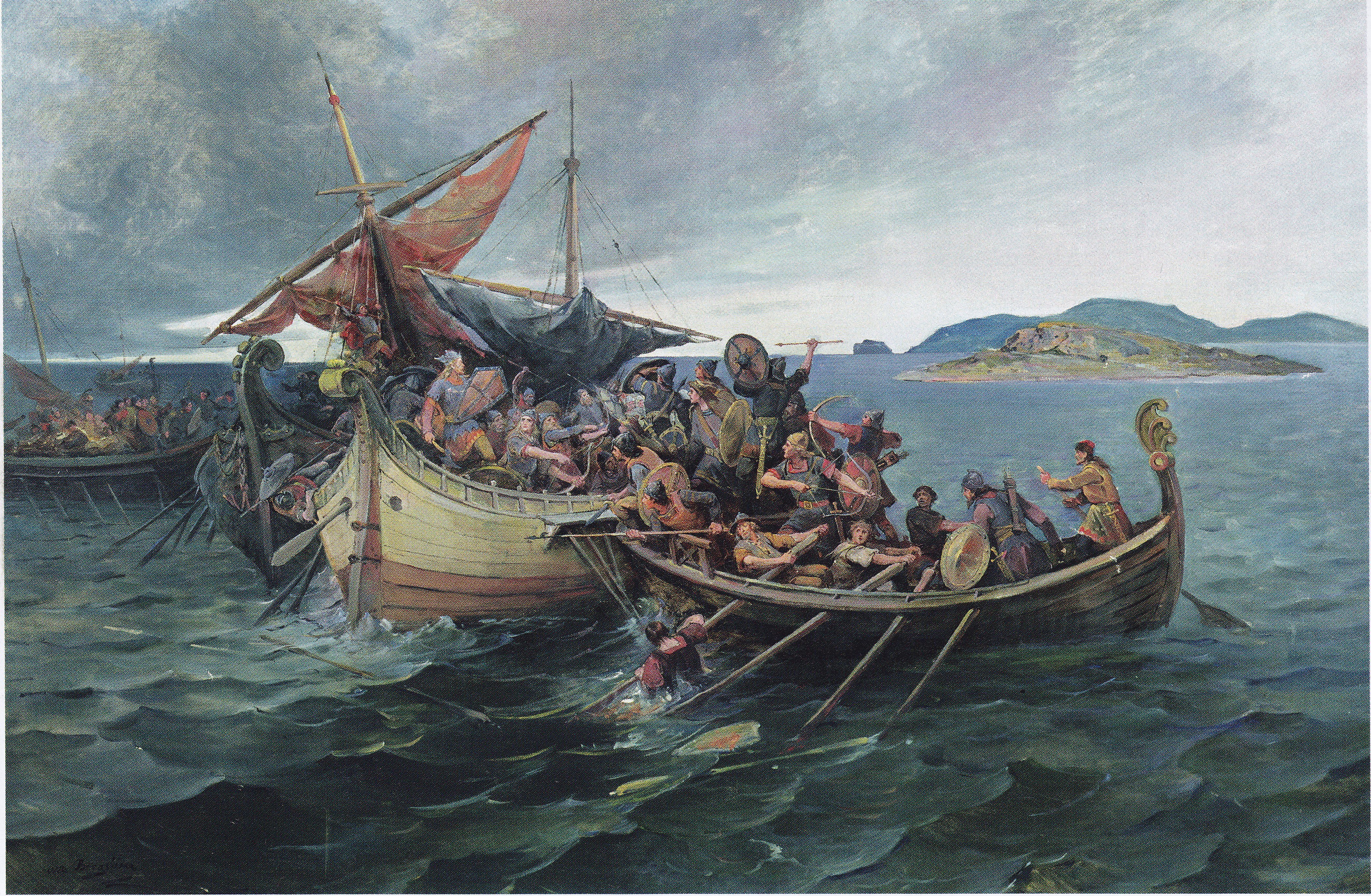 The Jomsvikings (small ship) joining the Battle of Svolder