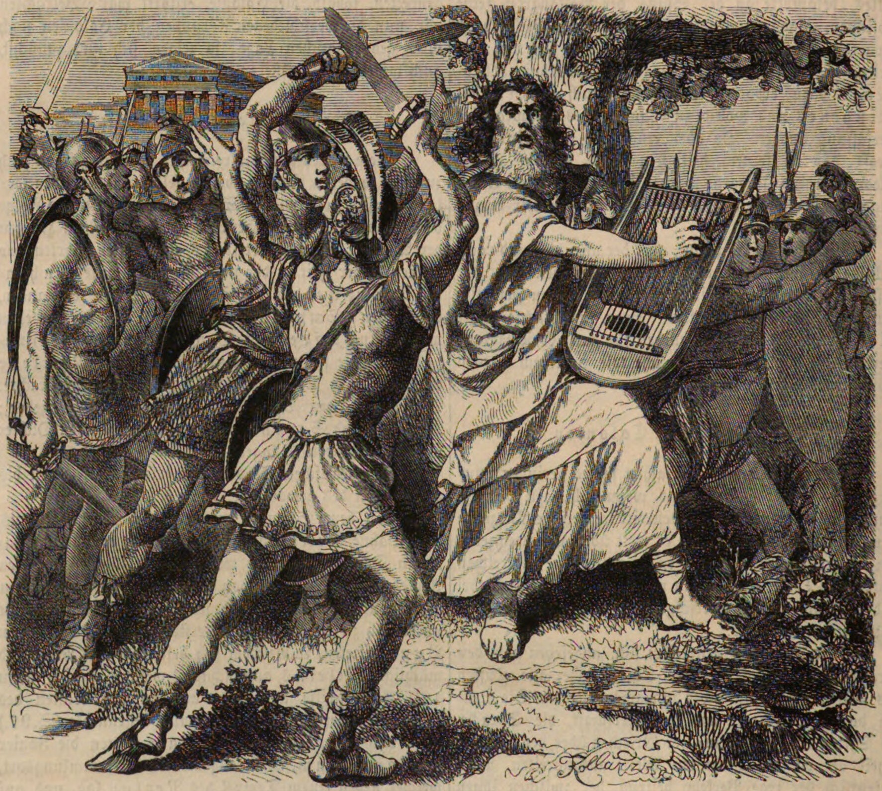 Tyrtaeus inspires the Spartans with his war songs